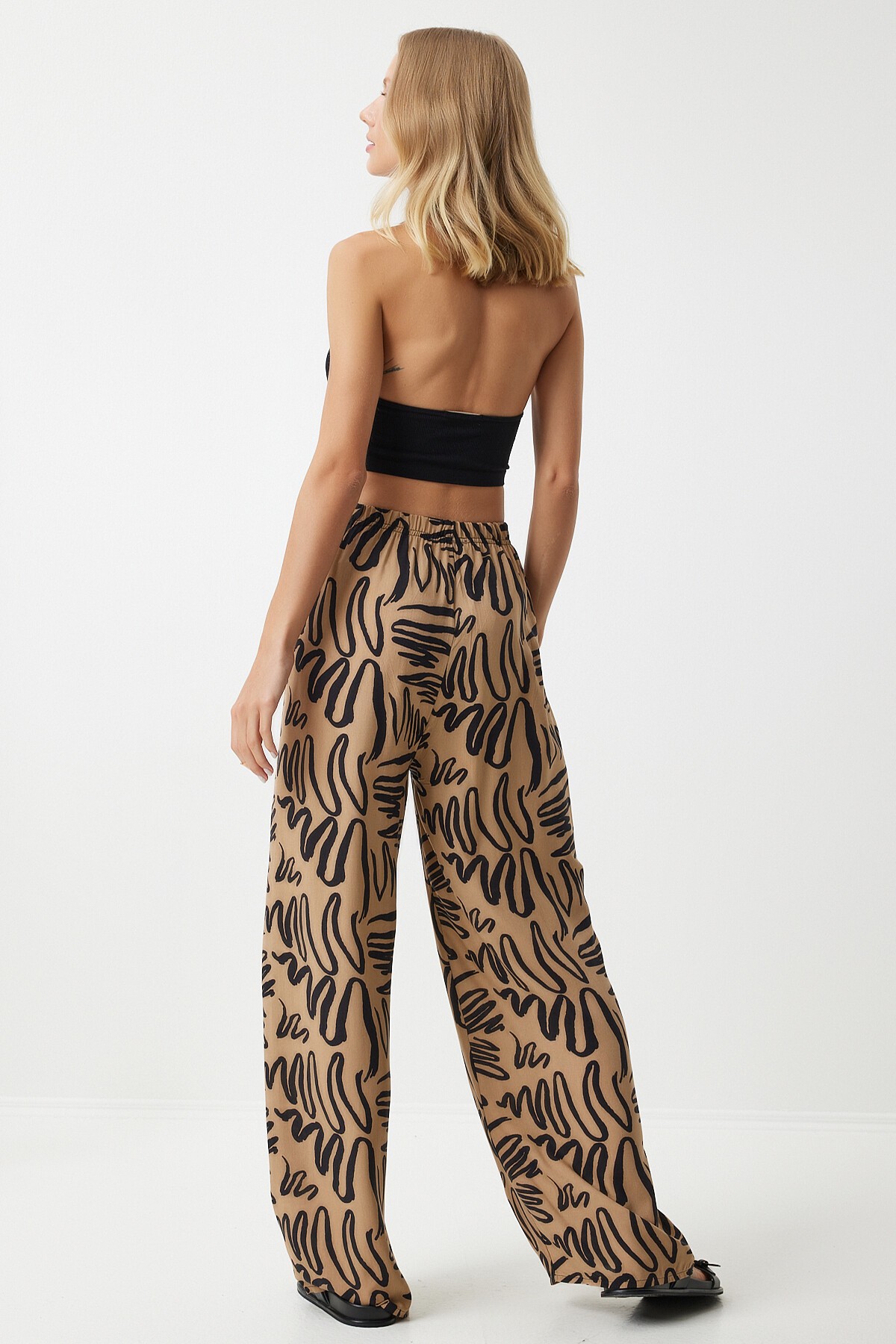 DESENLİ DÖKÜMLÜ VİSKON PALAZZO PANTOLON