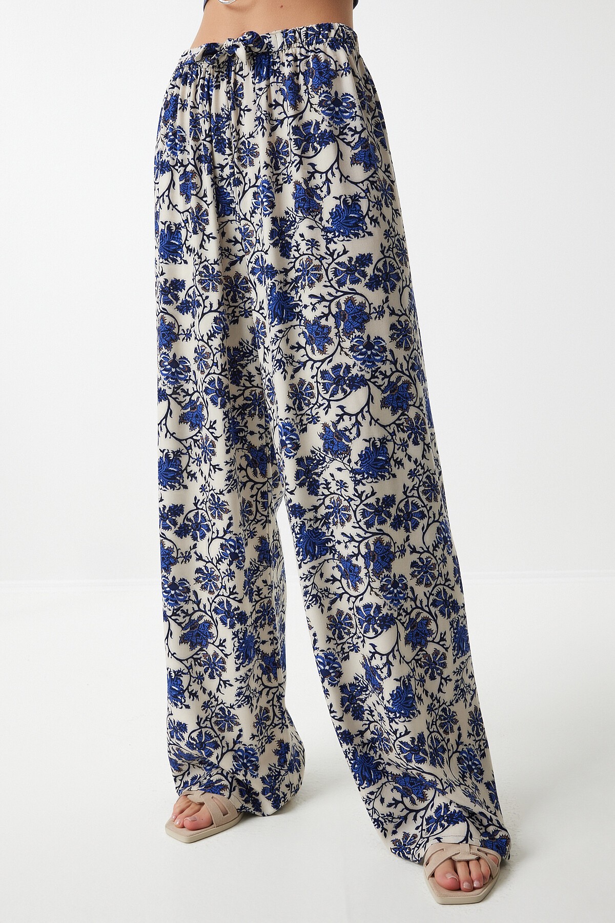 DESENLİ DÖKÜMLÜ VİSKON PALAZZO PANTOLON