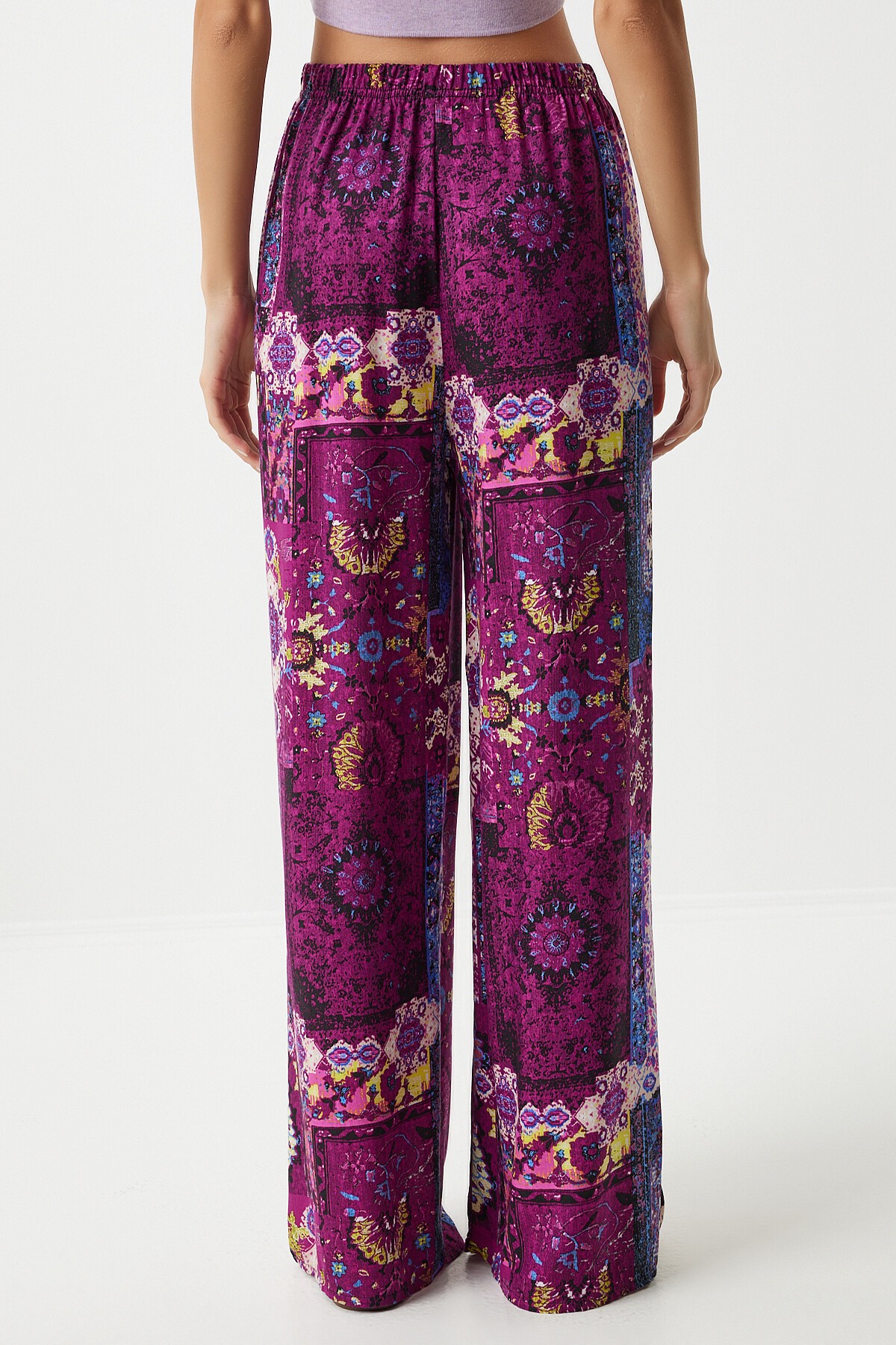 DESENLİ DÖKÜMLÜ VİSKON PALAZZO PANTOLON