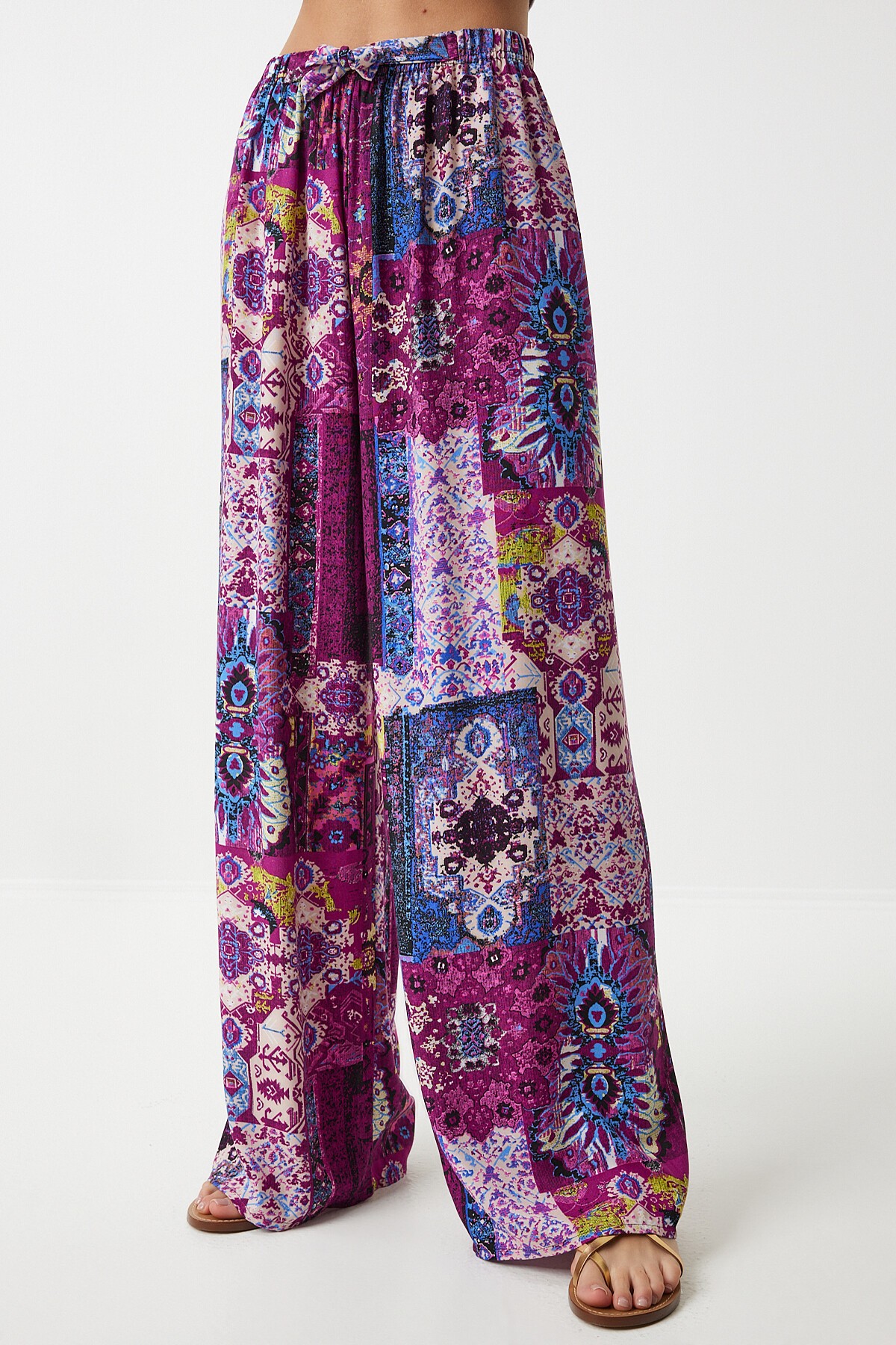 DESENLİ DÖKÜMLÜ VİSKON PALAZZO PANTOLON