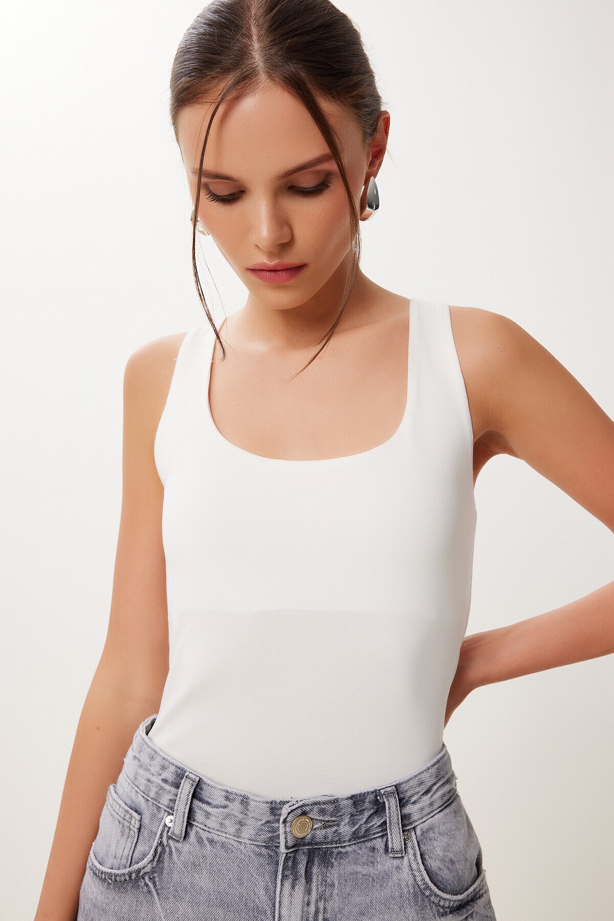 2’li Paket Basic Modal Bluz ANTRASİT KEMİK HFN0004