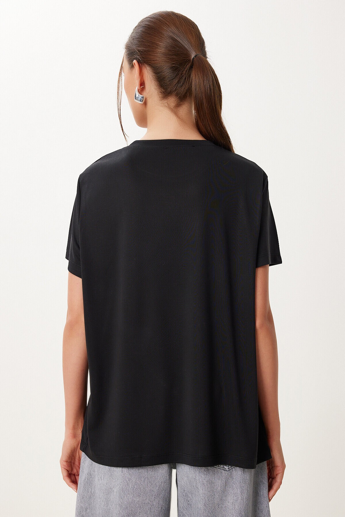 2’li Paket Basic Modal Örme T-shirt SİYAH BEYAZ HFN0002