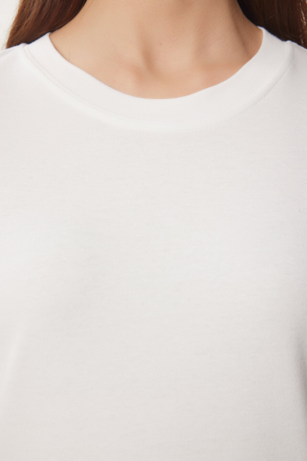 2li Paket Pamuklu Basic Örme T-shirt BORDO BEYAZ LAG0002