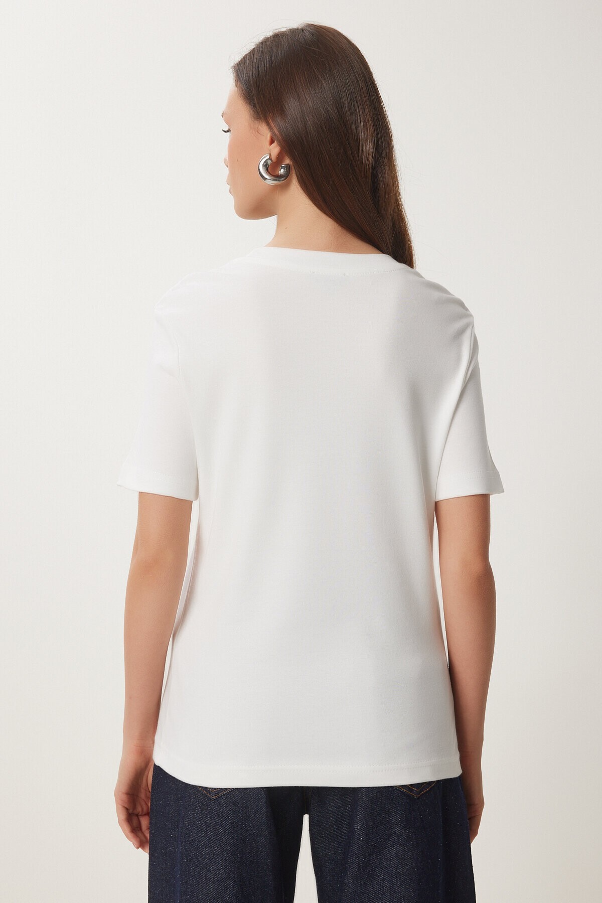 2li Paket Pamuklu Basic Örme T-shirt BORDO BEYAZ LAG0002