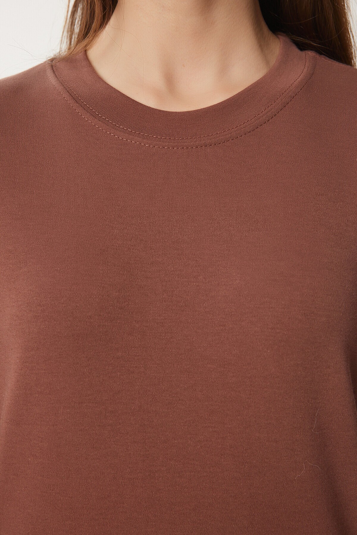 2li Paket Pamuklu Basic Örme T-shirt KAHVERENGİ BEYAZ LAG0002