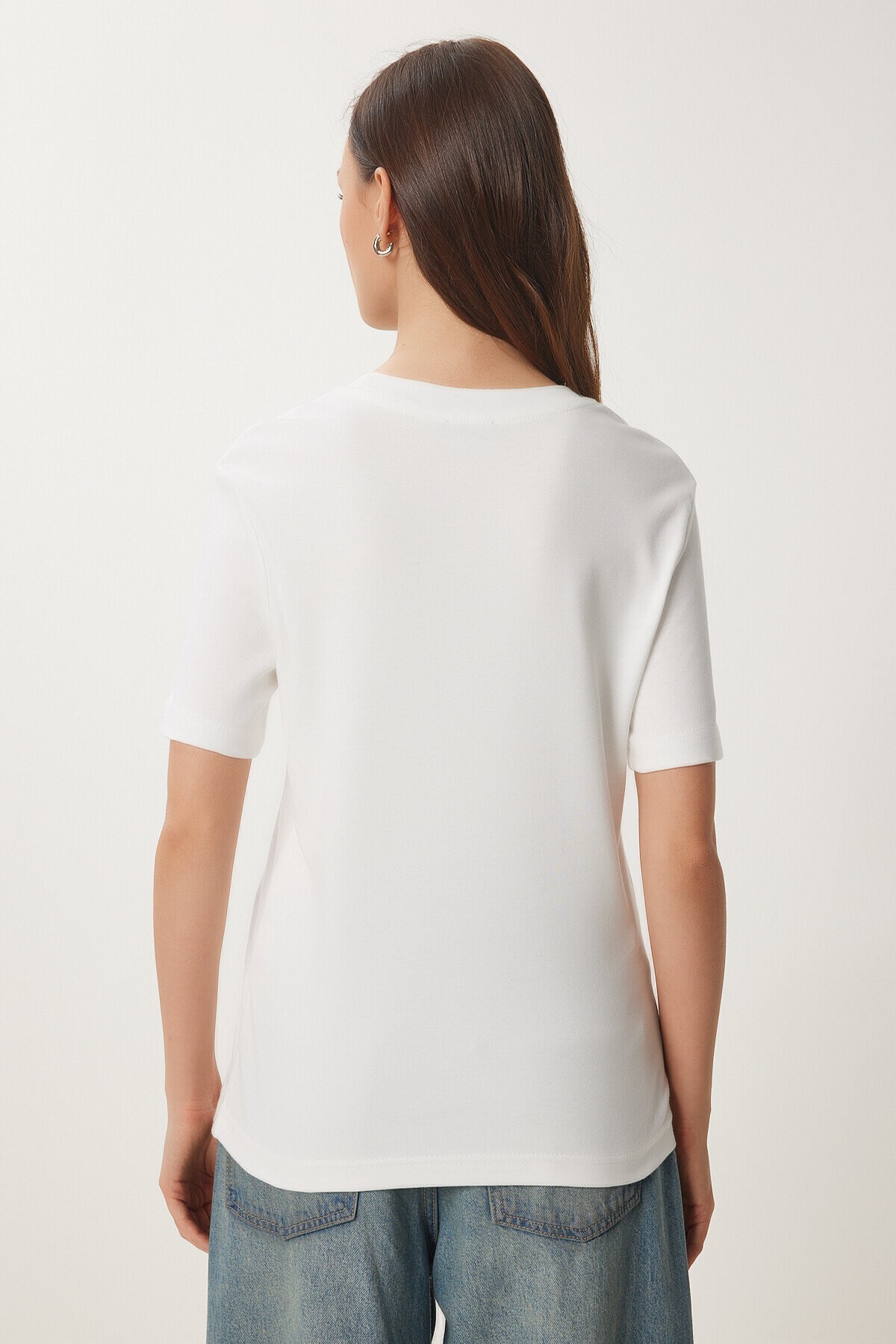 2li Paket Pamuklu Basic Örme T-shirt KAHVERENGİ BEYAZ LAG0002