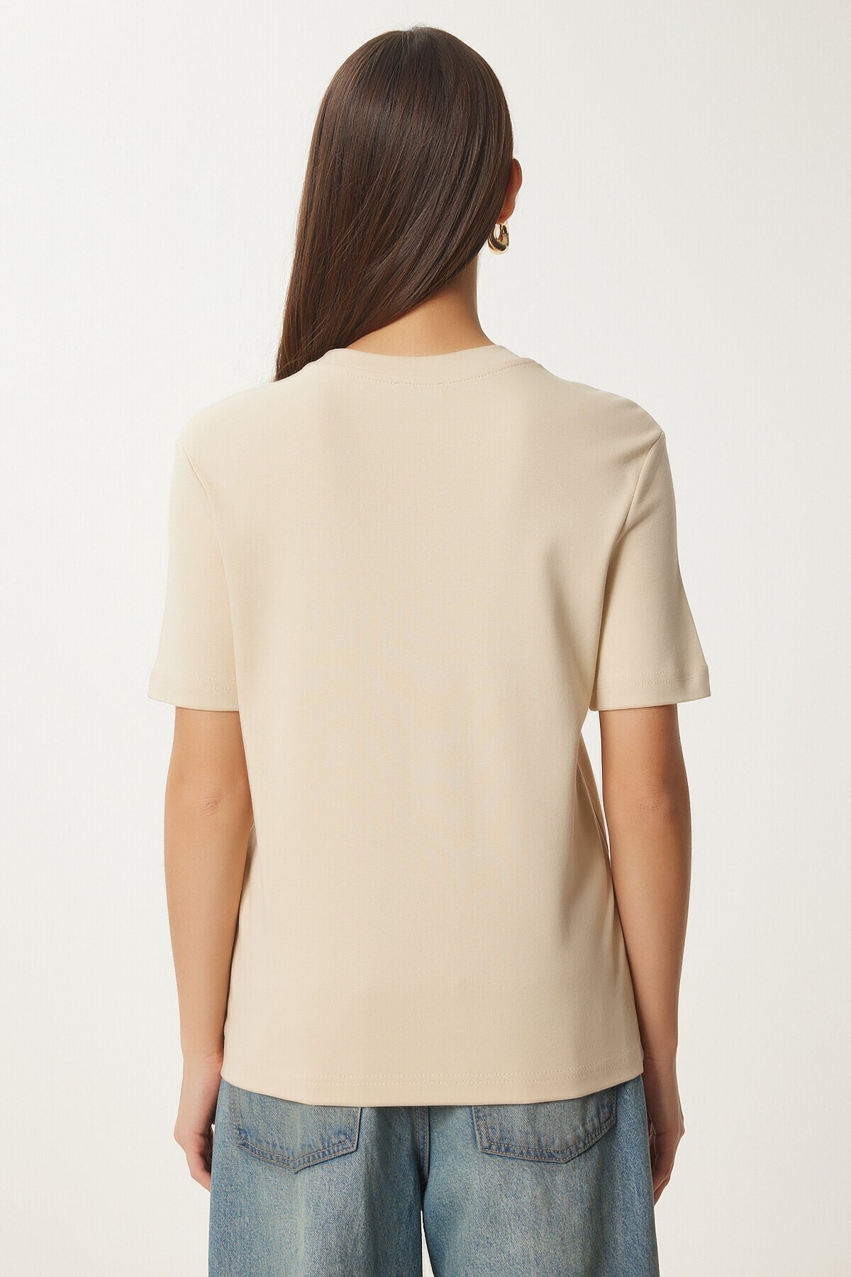 2li Paket Pamuklu Basic Örme T-shirt KAHVERENGİ BİSKÜVİ LAG0002