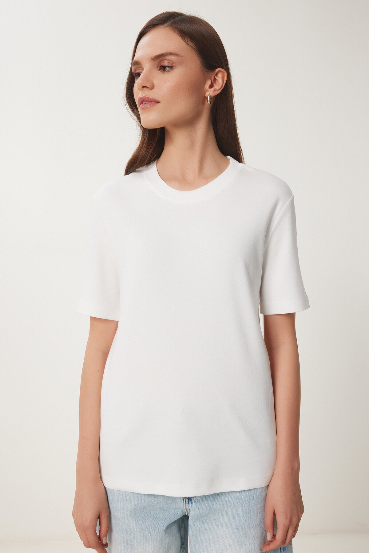 2li Paket Pamuklu Basic Örme T-shirt SİYAH BEYAZ LAG0002