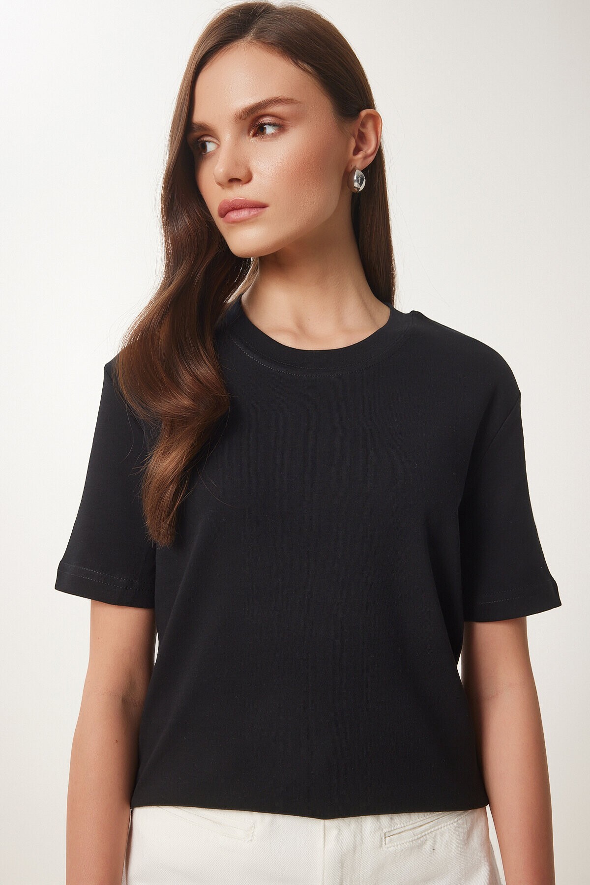 2li Paket Pamuklu Basic Örme T-shirt SİYAH GRİ MELANJ LAG0002