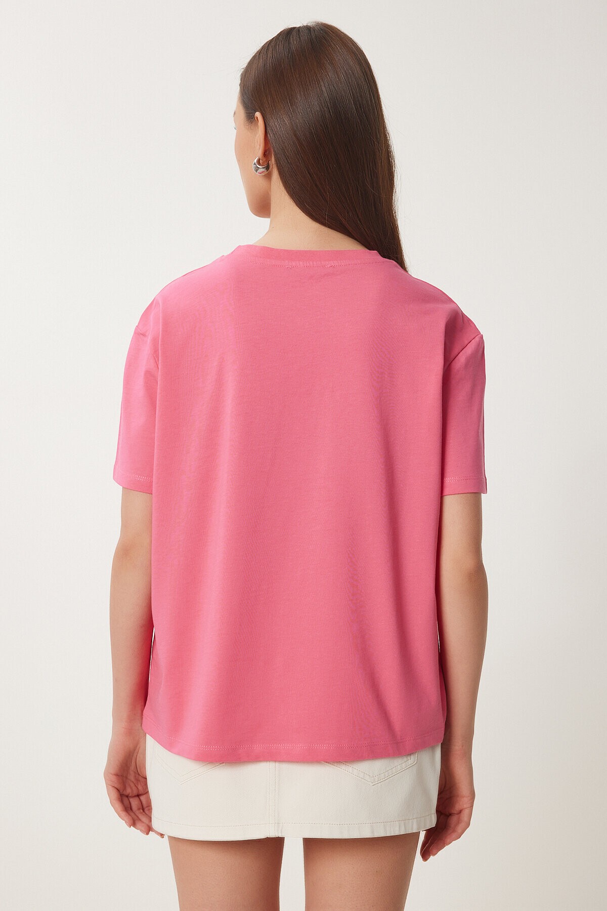 Ayıcık İşlemeli Pamuklu Örme T-shirt PEMBE LAV0005