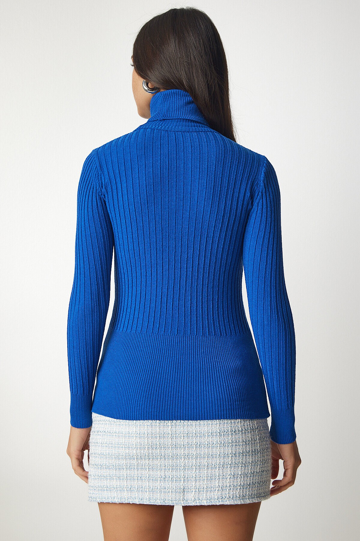 Balıkçı Yaka Fitilli Basic Kazak MAVİ LBV0029