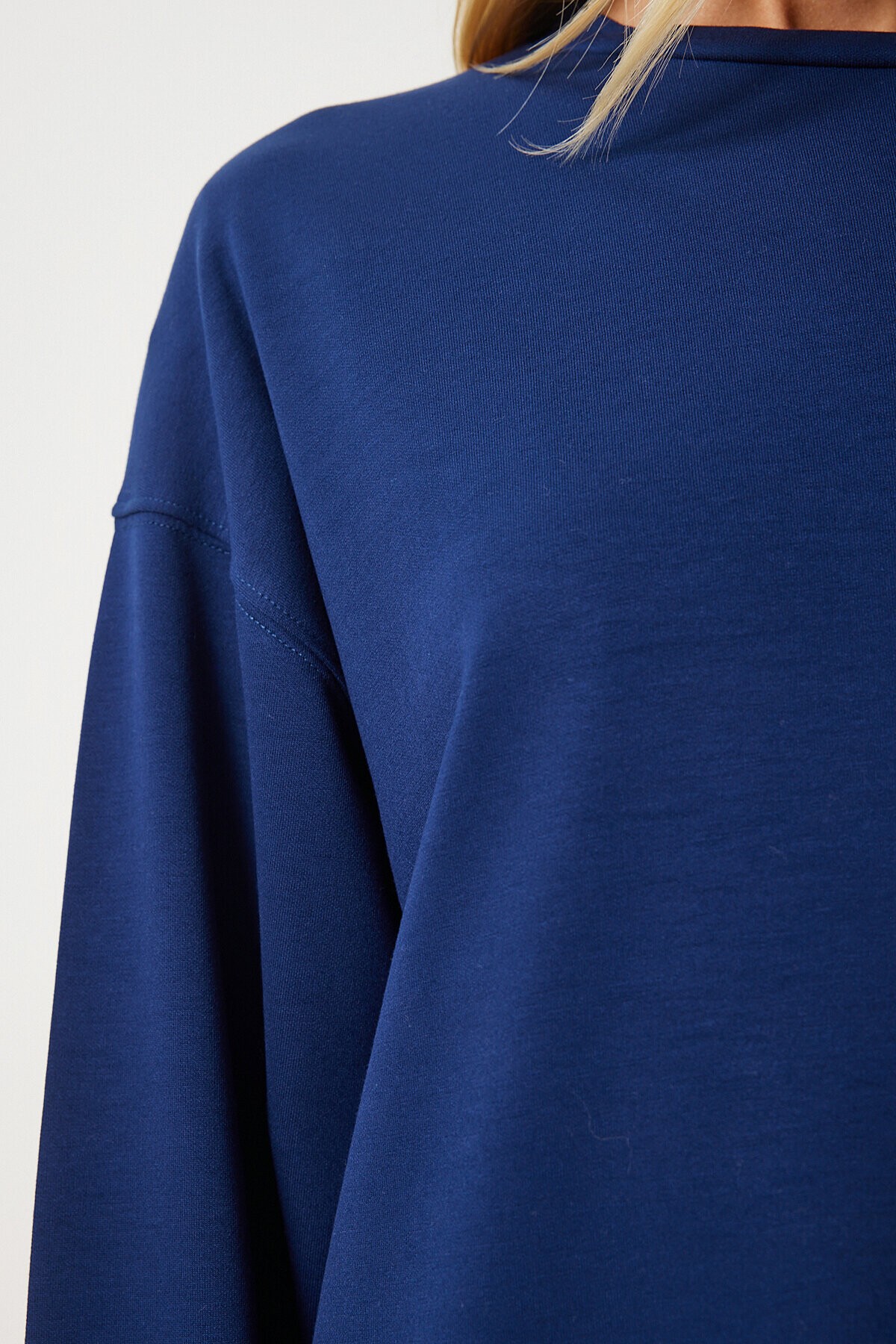 Basic Mevsimlik Modal Örme Sweatshirt LACİVERT LAN0012