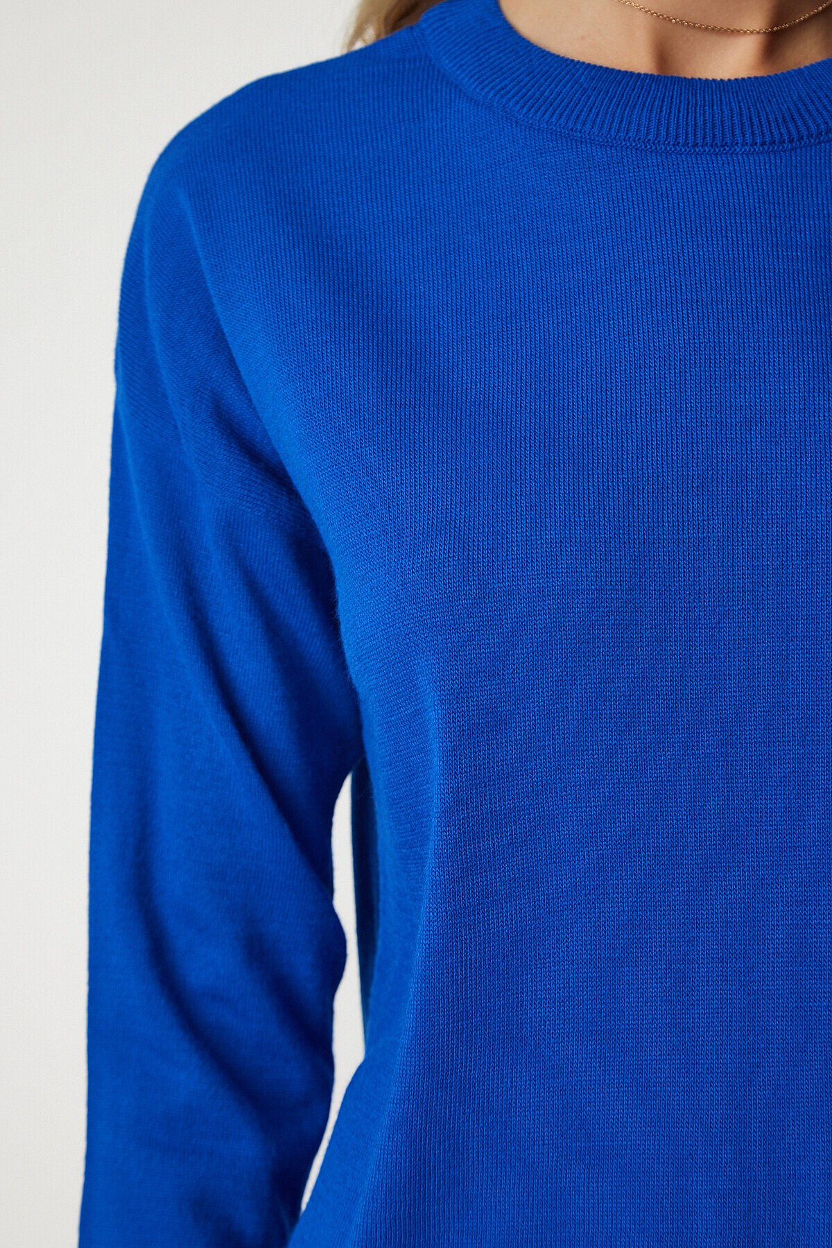 Bisiklet Yaka Basic Kazak MAVİ LBV0035