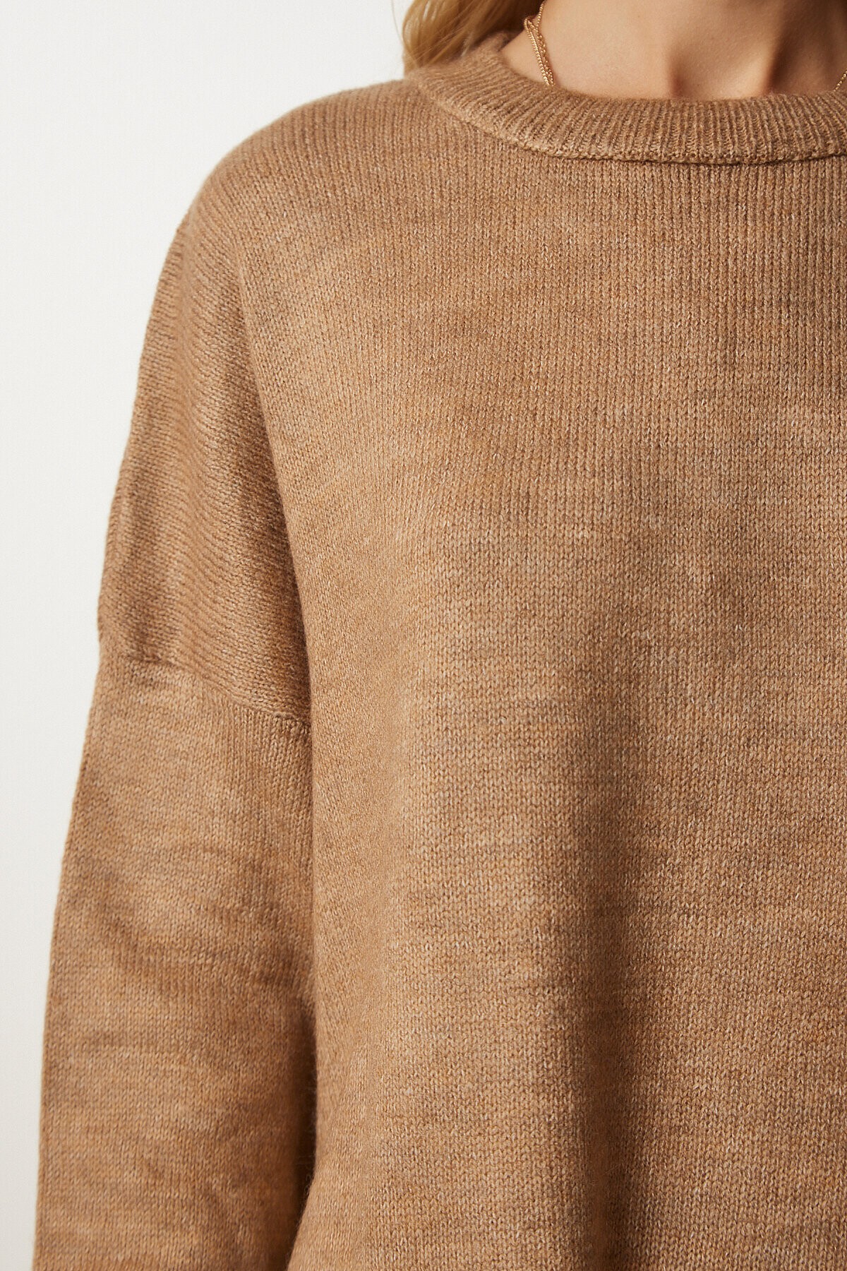 Bisiklet Yaka Oversize Triko Kazak BİSKÜVİ LBV0019