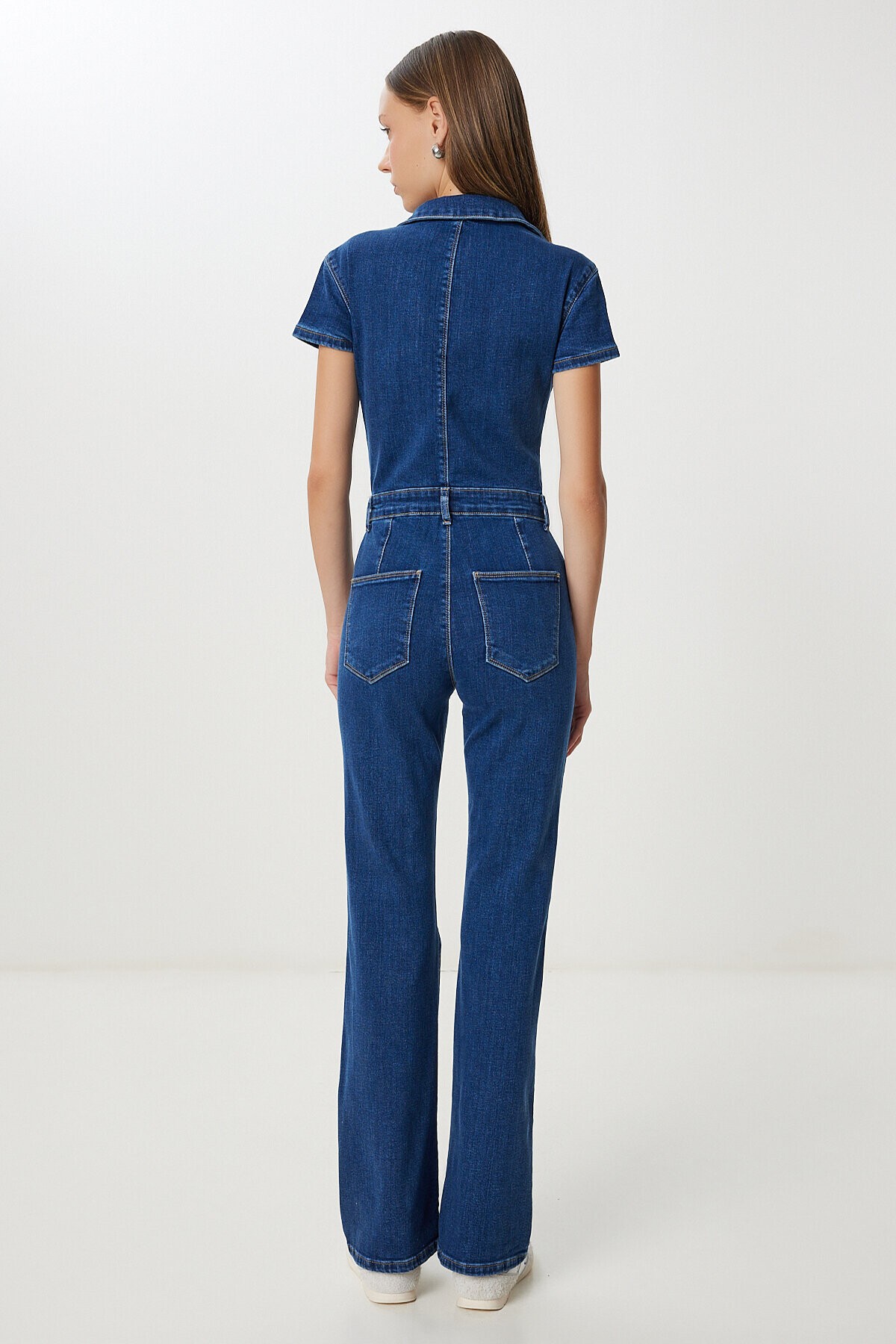 Cepli Esnek Denim Tulum KOYU MAVİ LAC0005