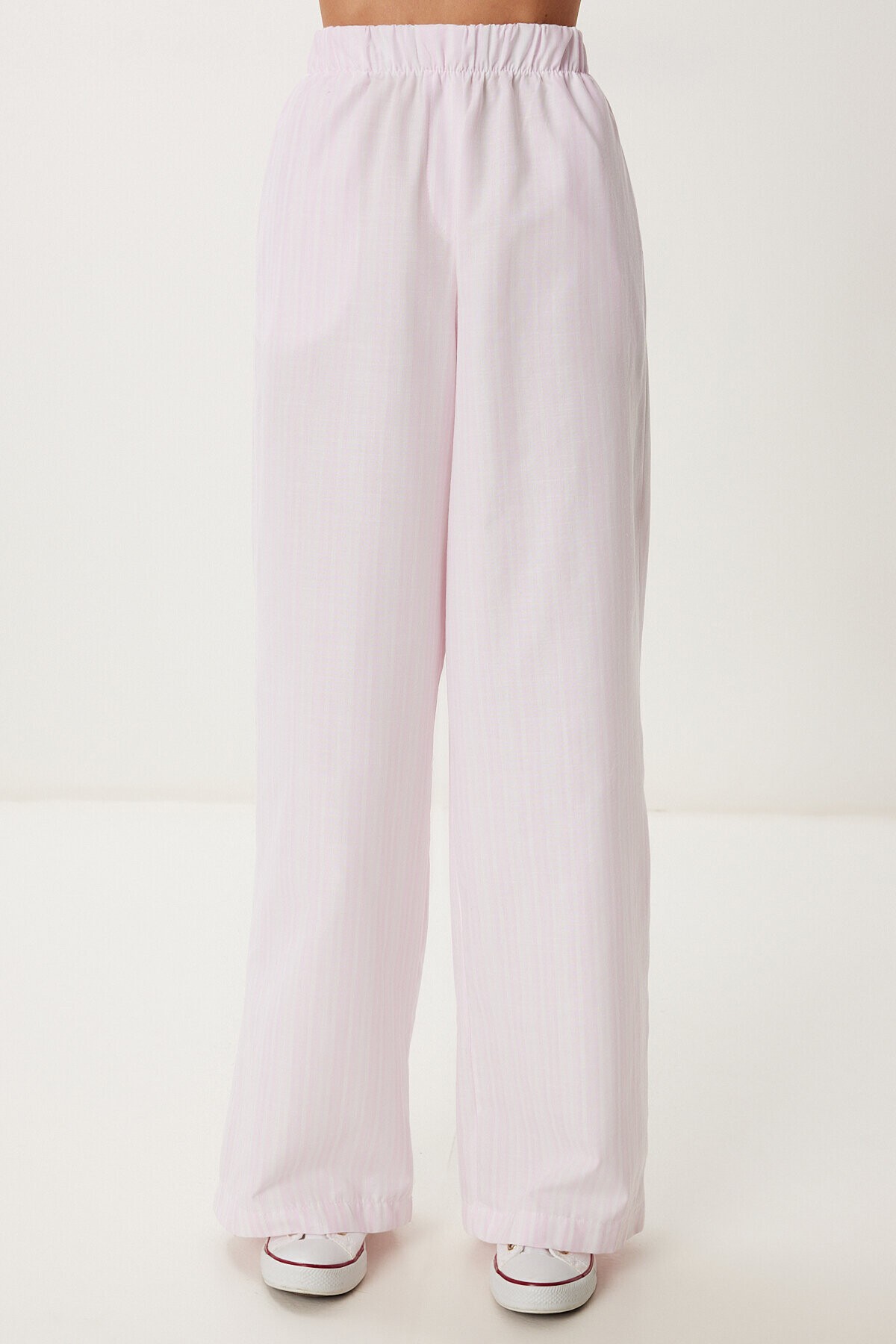 Çizgili Dokuma Gömlek Pantolon Takım PEMBE KEMİK HFN0005