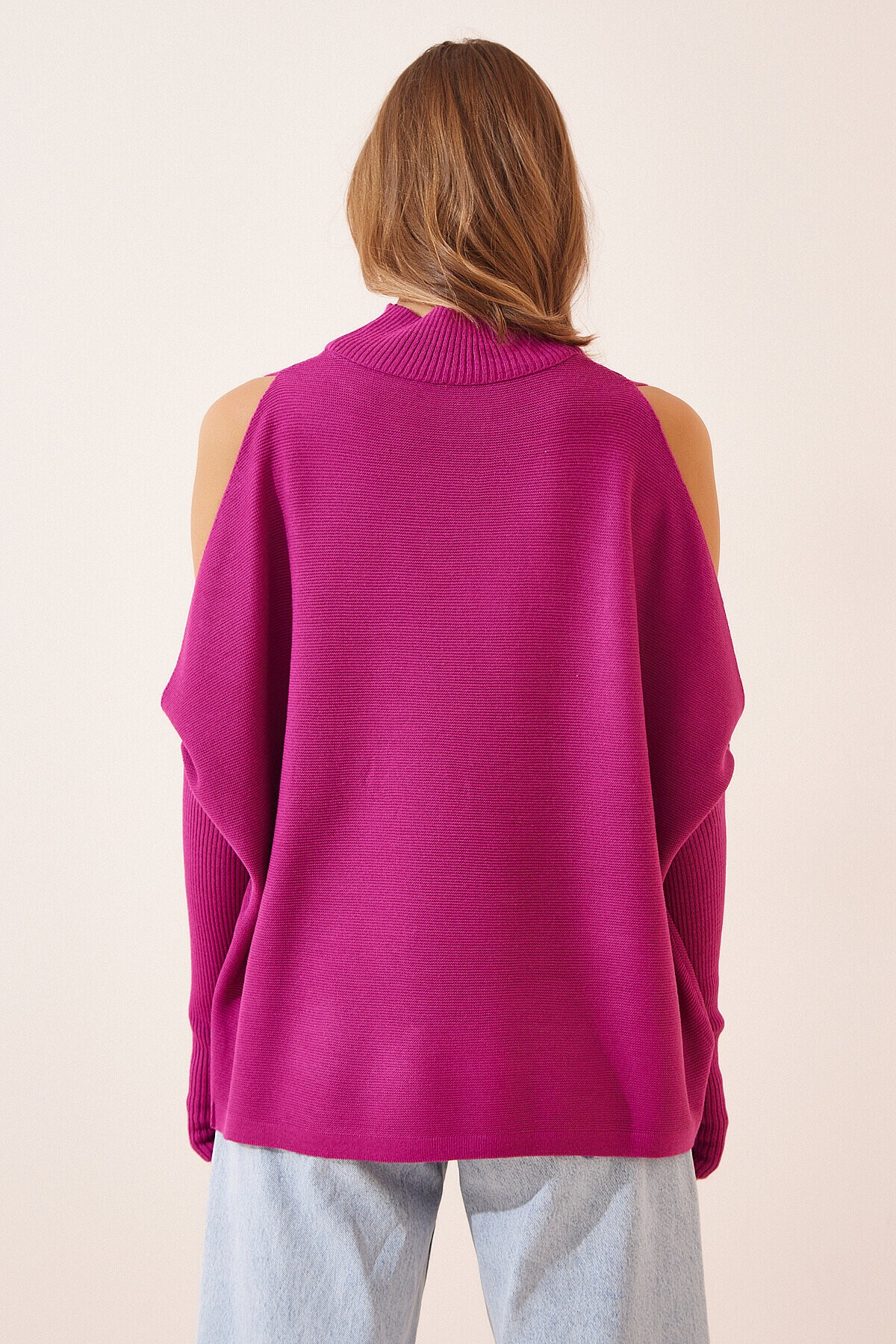 Cut Out Detaylı Oversize Triko Kazak MÜRDÜM LAS0009