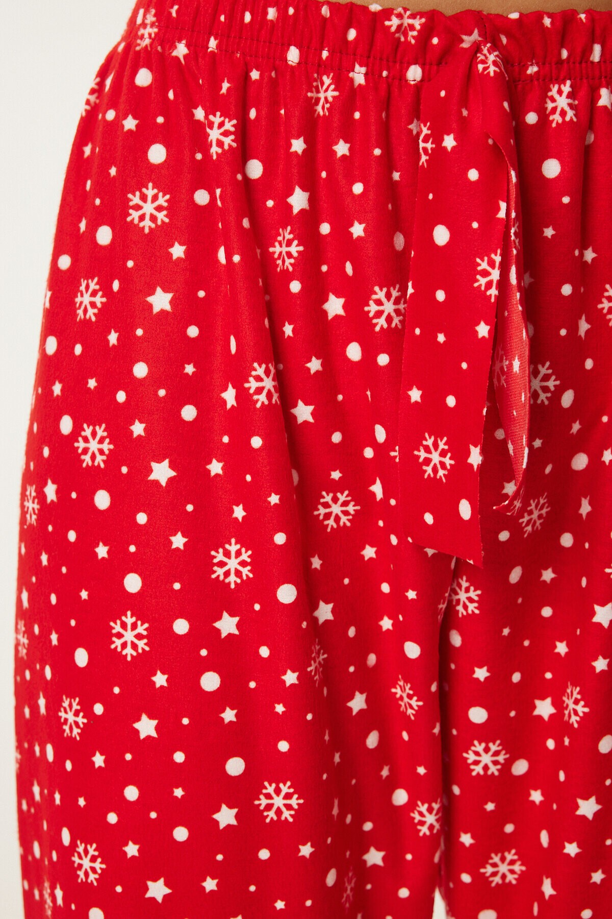 Desenli Yumuşak Dokulu Örme Pijama Altı CANLI KIRMIZI LCE0002