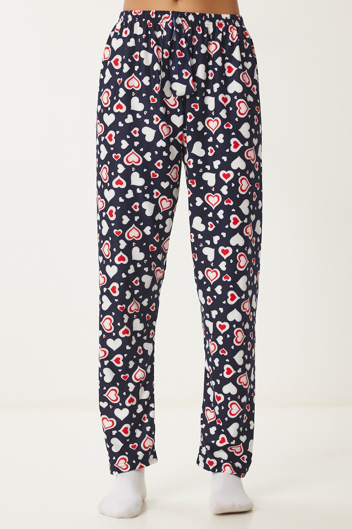 Desenli Yumuşak Dokulu Örme Pijama Altı LACİVERT KEMİK LCE0002