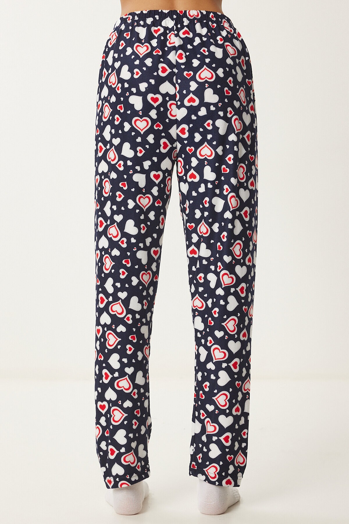 Desenli Yumuşak Dokulu Örme Pijama Altı SİYAH KREM LCE0002
