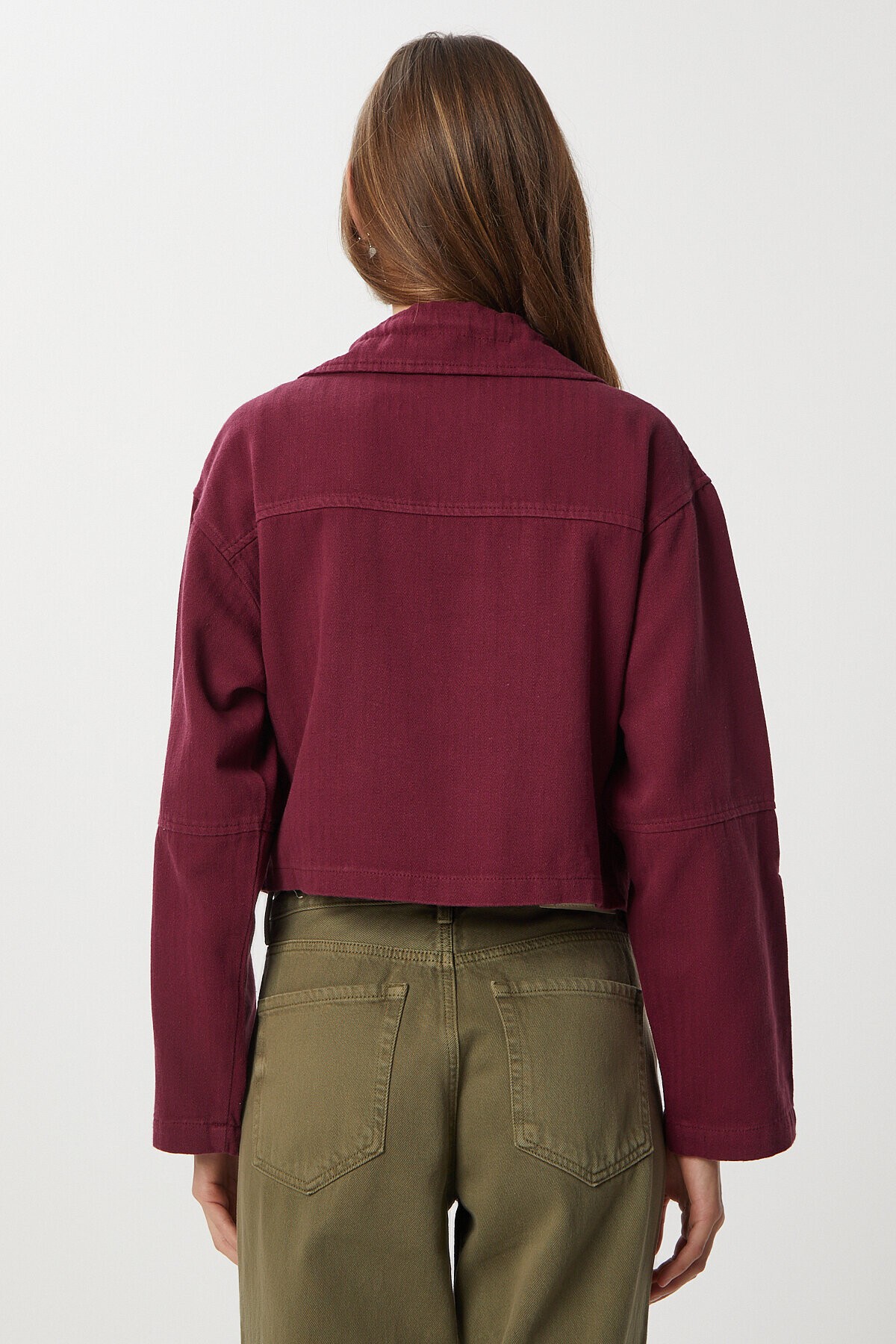 Kapaklı Cepli Gabardin Ceket - 1770 BORDO LAN0063