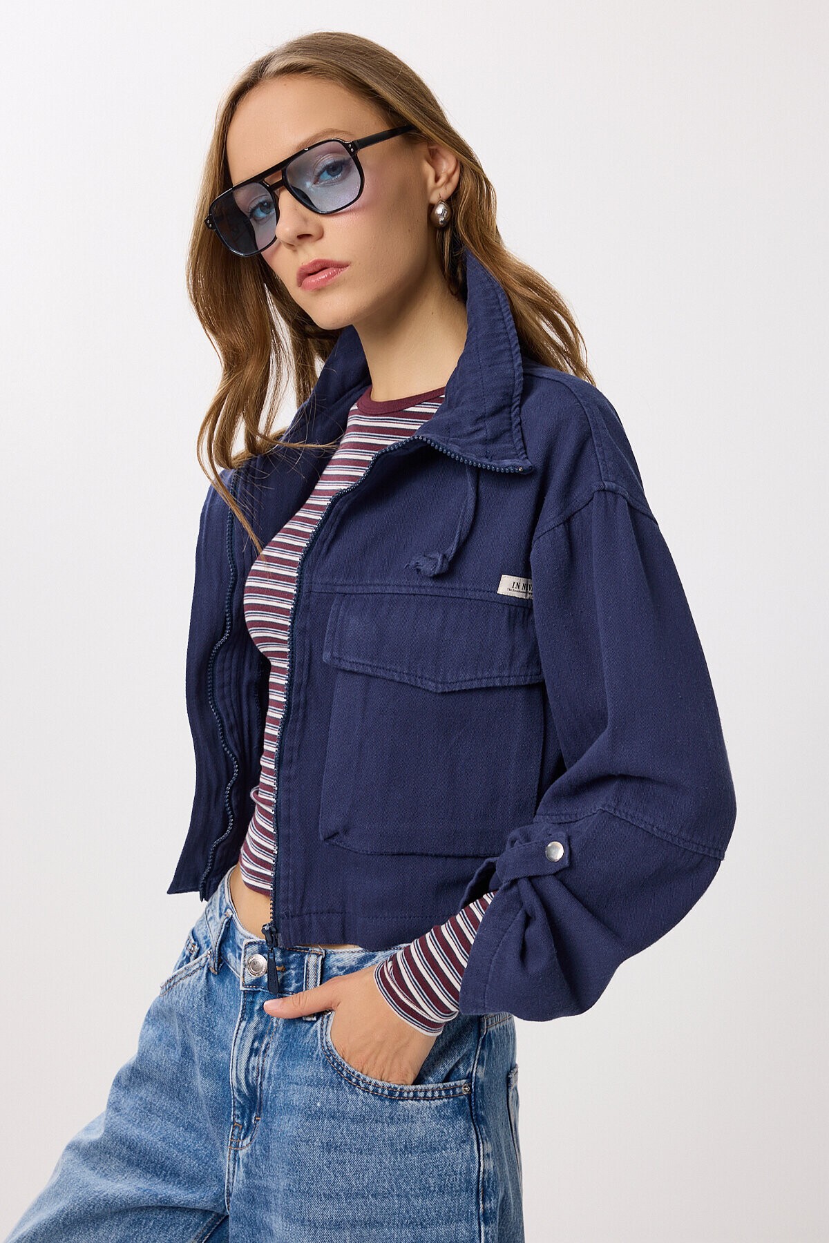 Kapaklı Cepli Gabardin Ceket - 1770 LACİVERT LAN0063