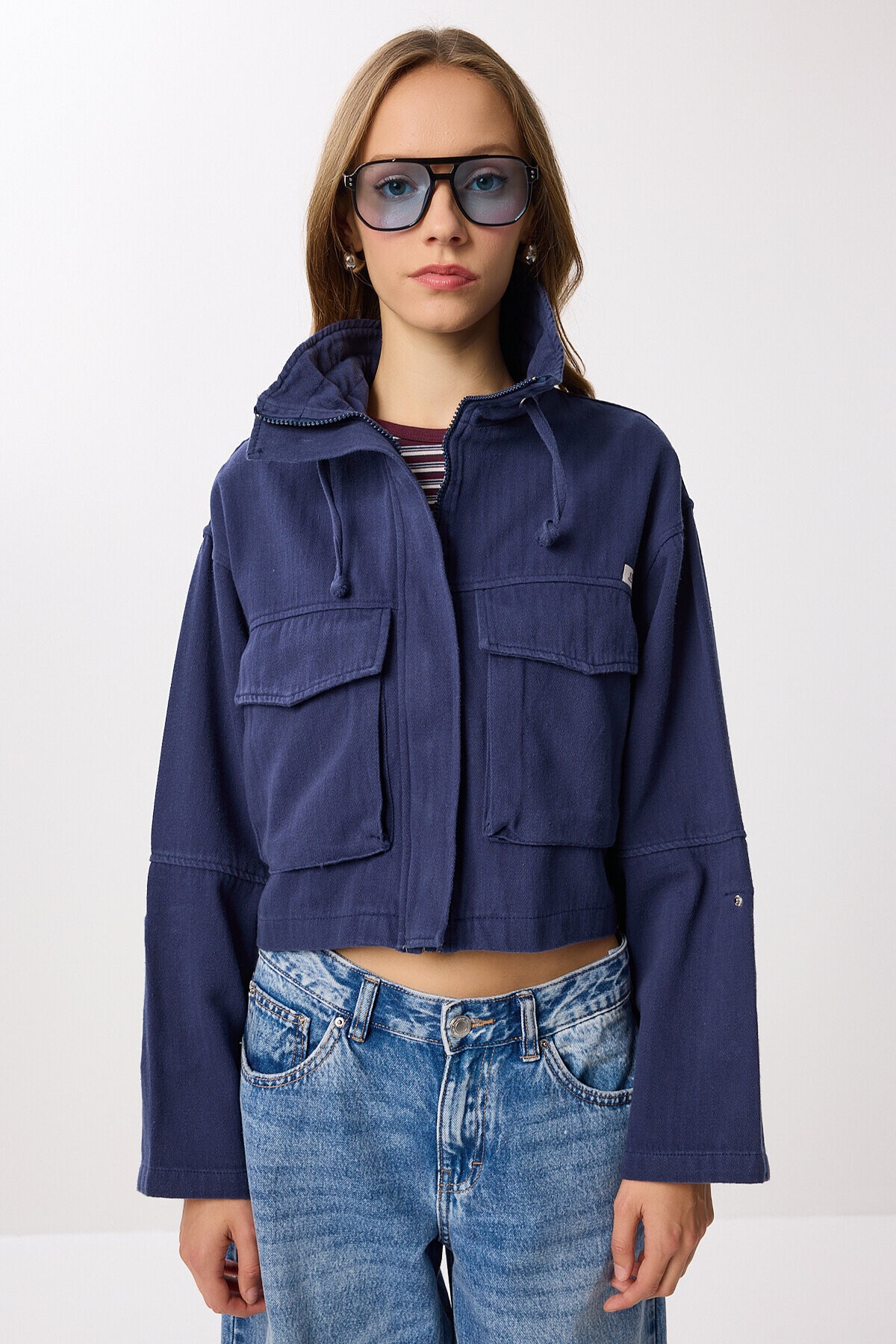 Kapaklı Cepli Gabardin Ceket - 1770 LACİVERT LAN0063