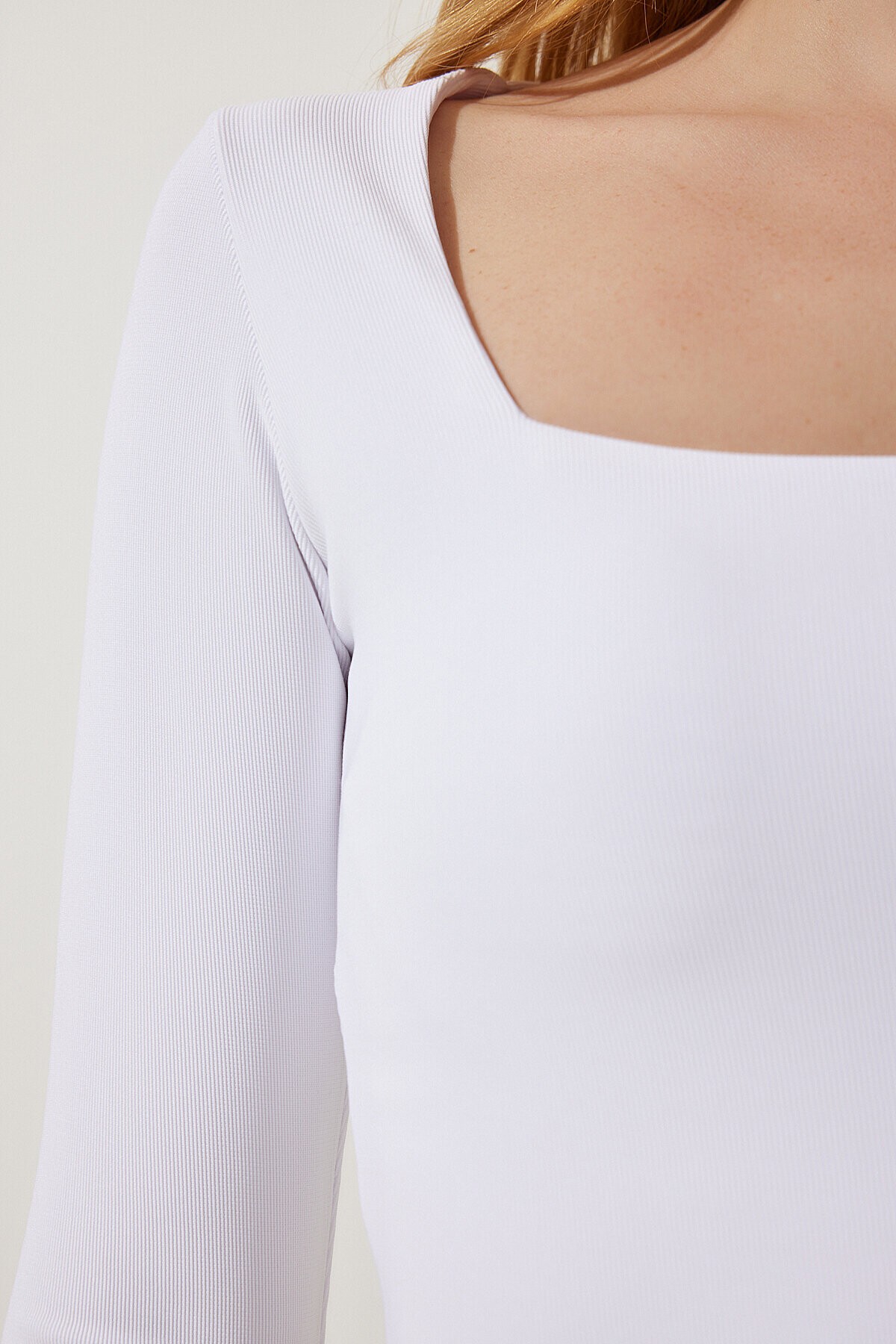 Kare Yaka Fitilli 2li Paket Crop Örme Bluz SİYAH BEYAZ LAN0025