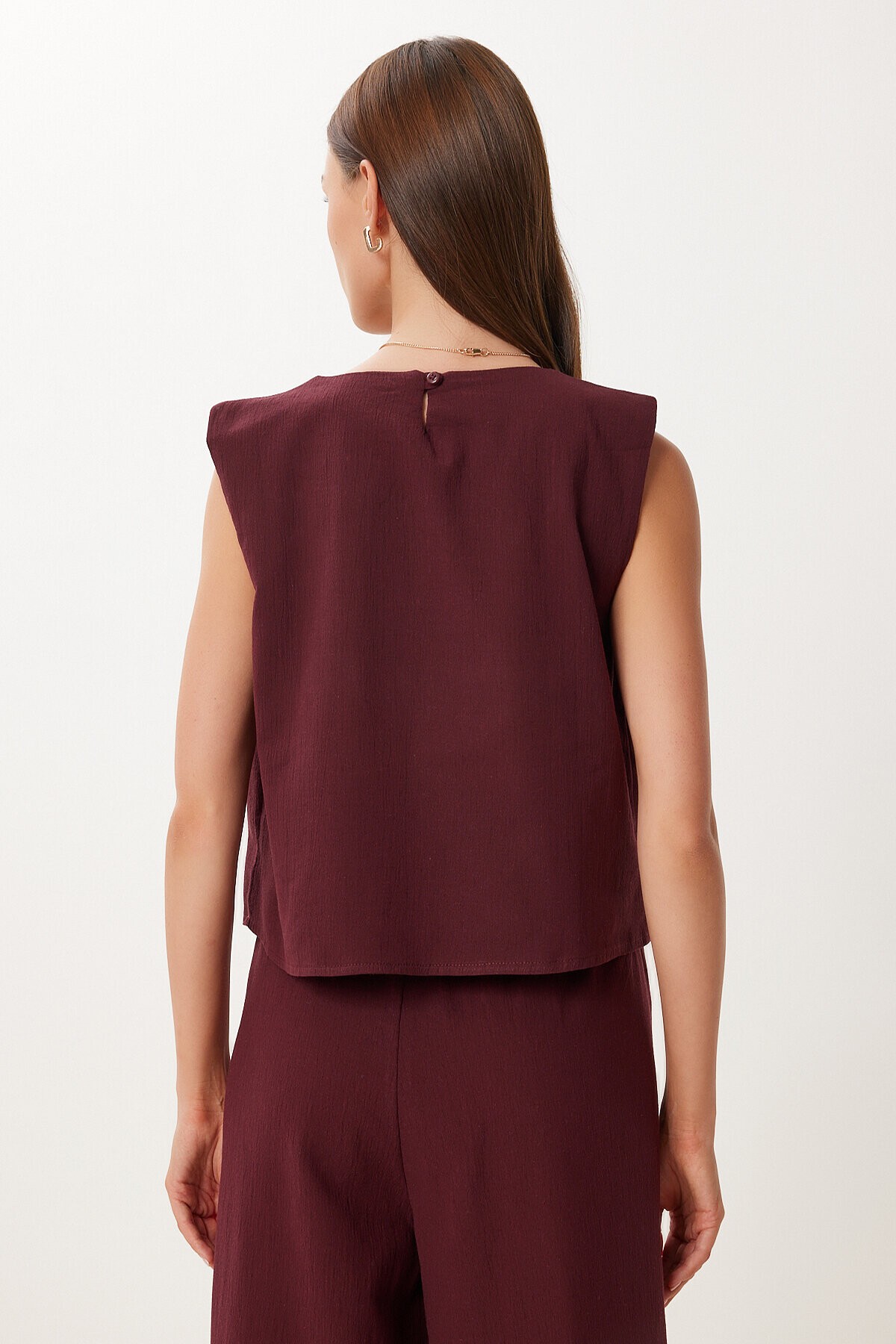 Keten Bluz Pantolon Takım BORDO HRV0001