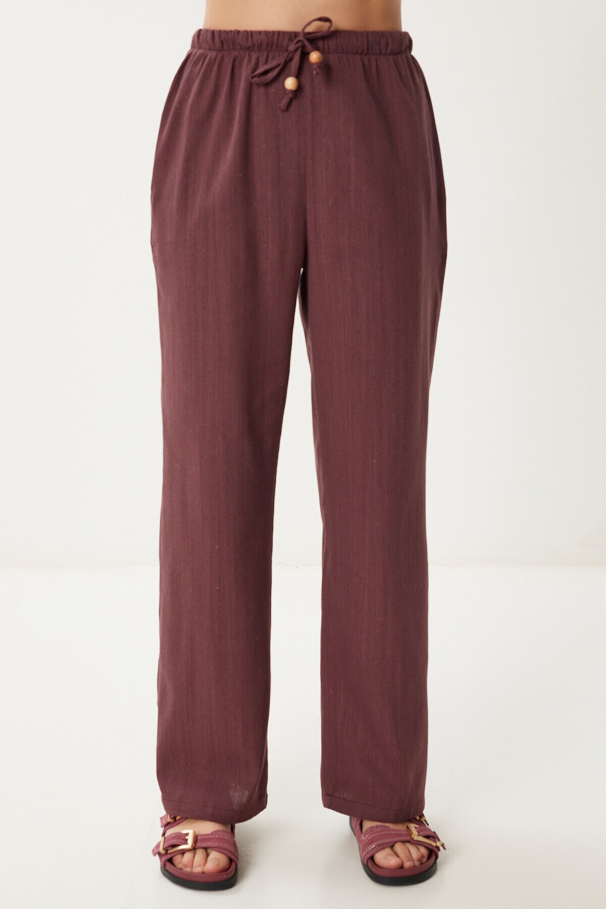 Keten Bluz Pantolon Takım MÜRDÜM HMC0001