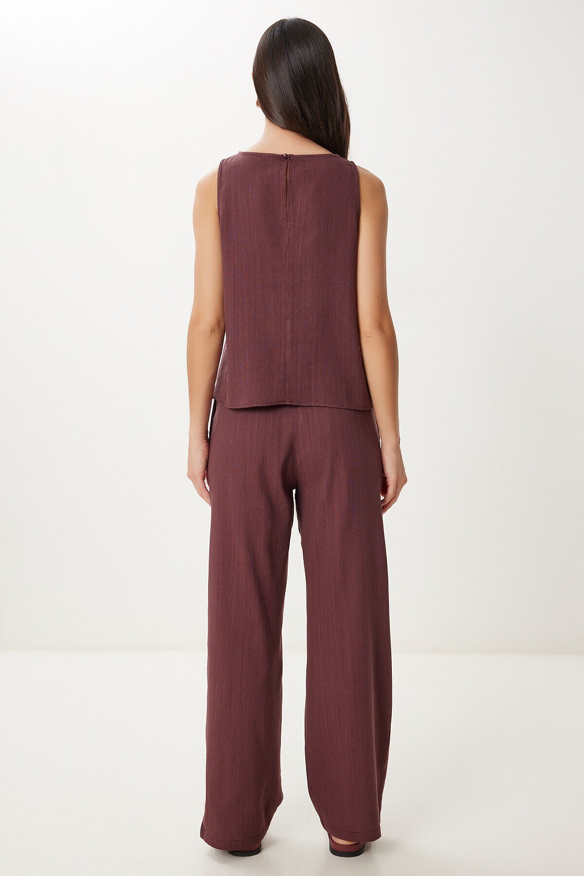 Keten Bluz Pantolon Takım MÜRDÜM HMC0001