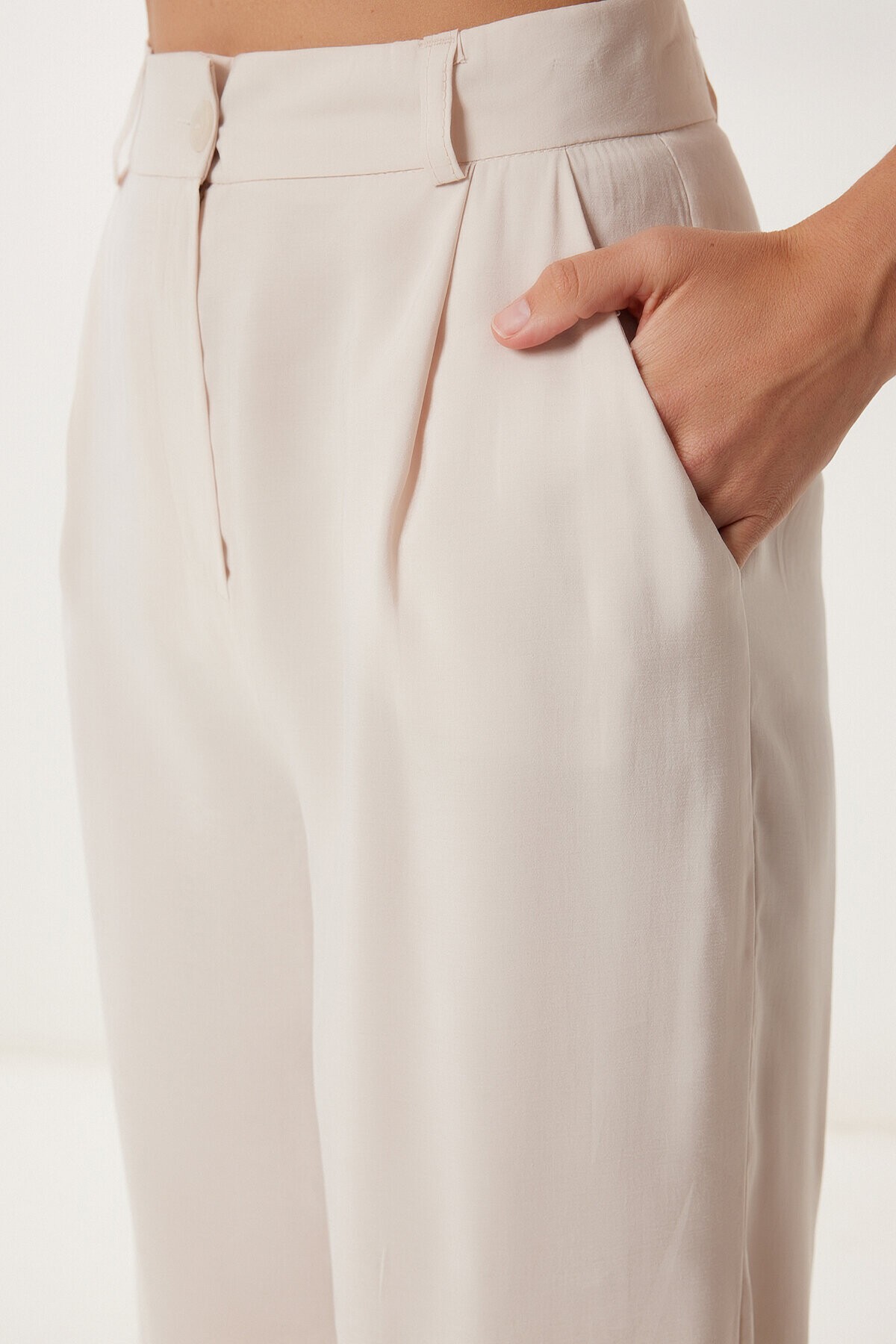 Modal Bluz Pantolon Takım KREM LBV0069