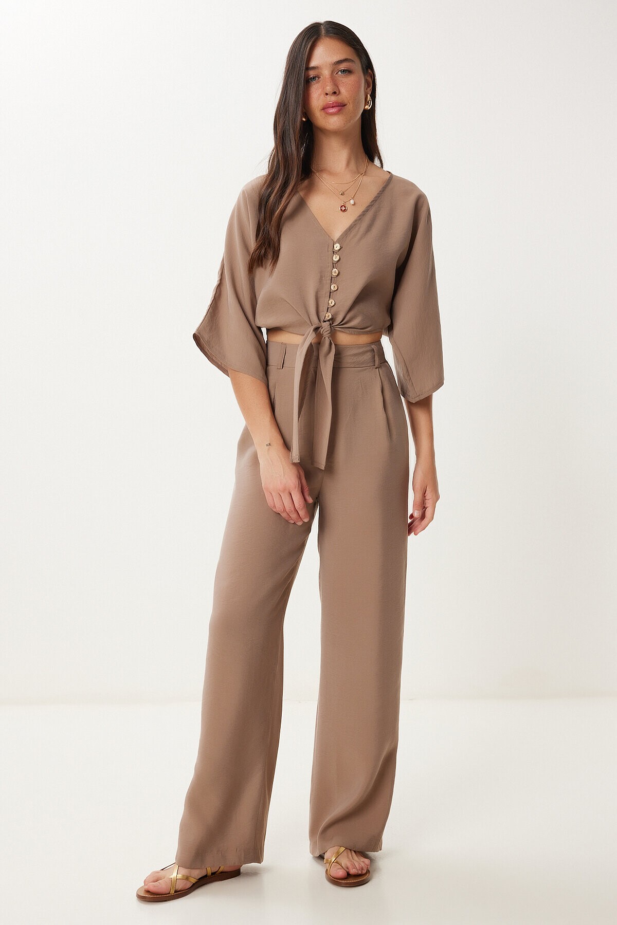 Modal Bluz Pantolon Takım VİZON LBV0069