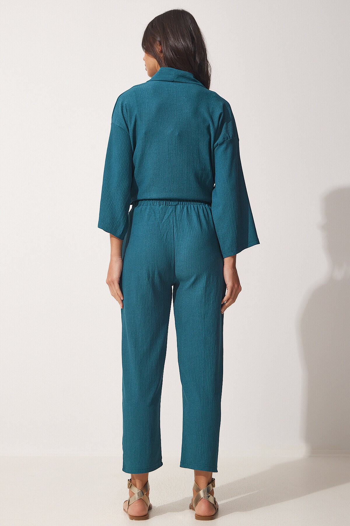Örme Kimono Pantolon Takımı ZÜMRÜT YEŞİLİ LBY0001