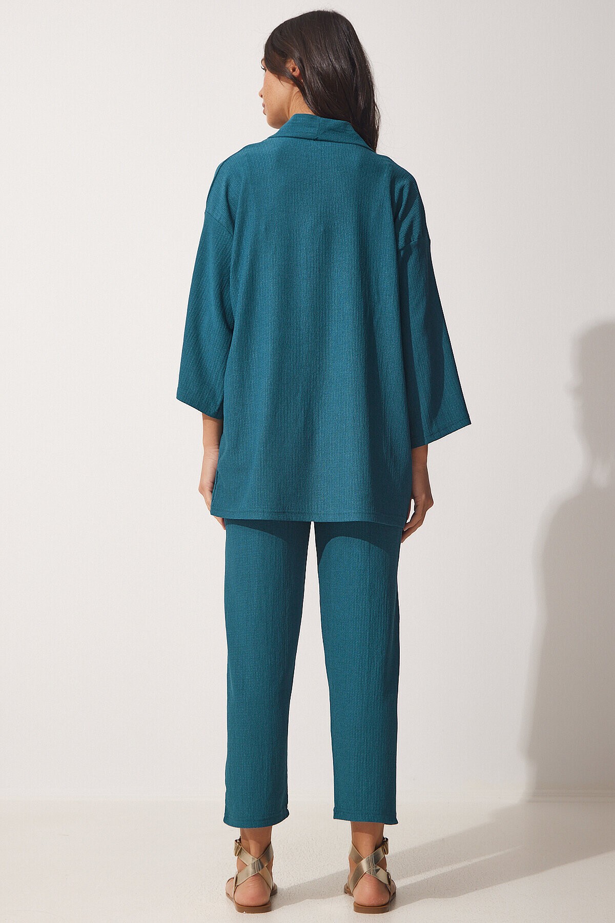 Örme Kimono Pantolon Takımı ZÜMRÜT YEŞİLİ LBY0001