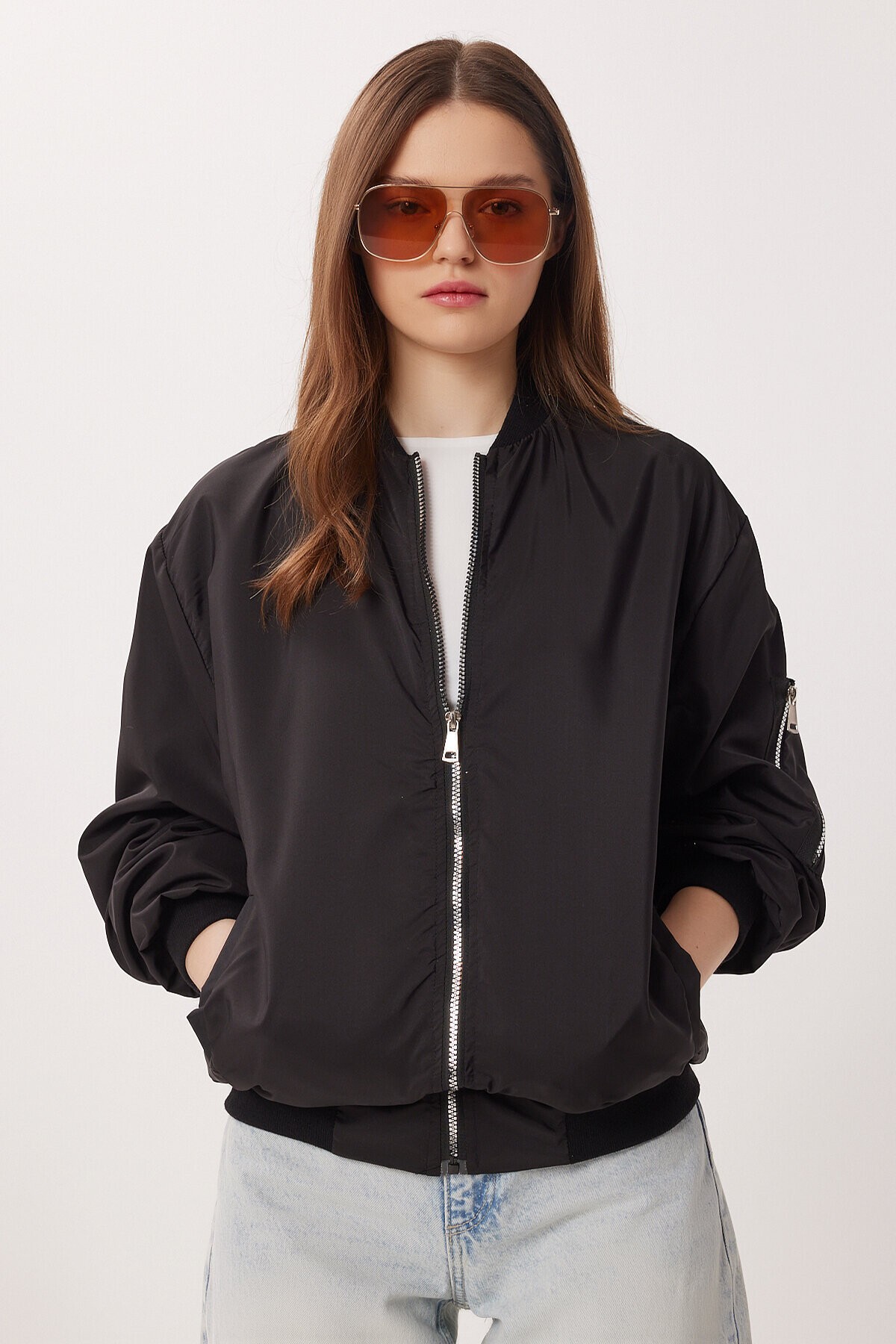Oversize Mevsimlik Bomber Ceket SİYAH LAX0004