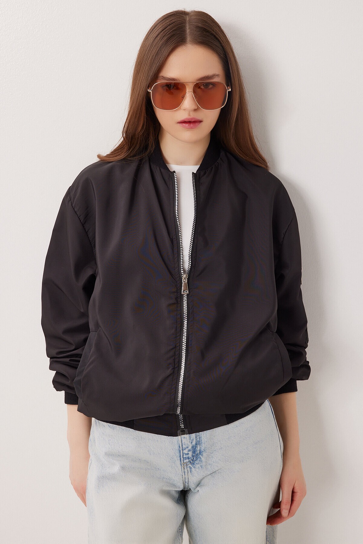 Oversize Mevsimlik Bomber Ceket SİYAH LAX0004