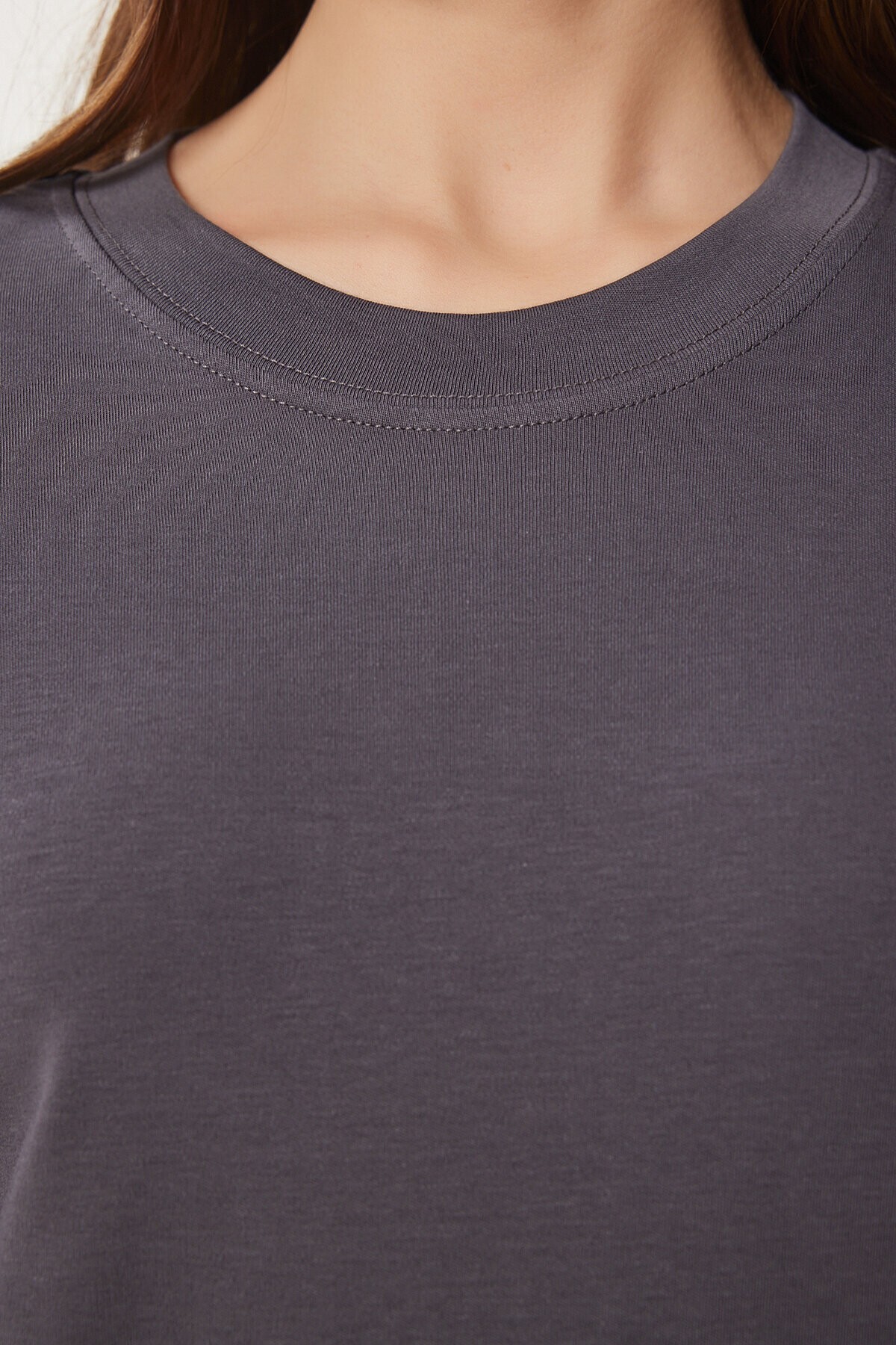Pamuklu Basic Örme T-shirt FÜME LAG0001