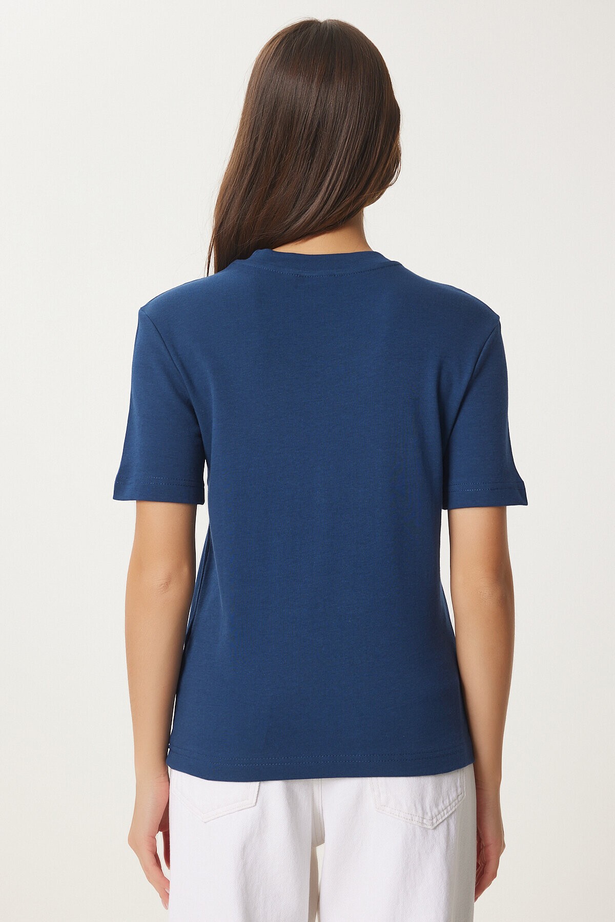 Pamuklu Basic Örme T-shirt KOBALT MAVİ LAG0001