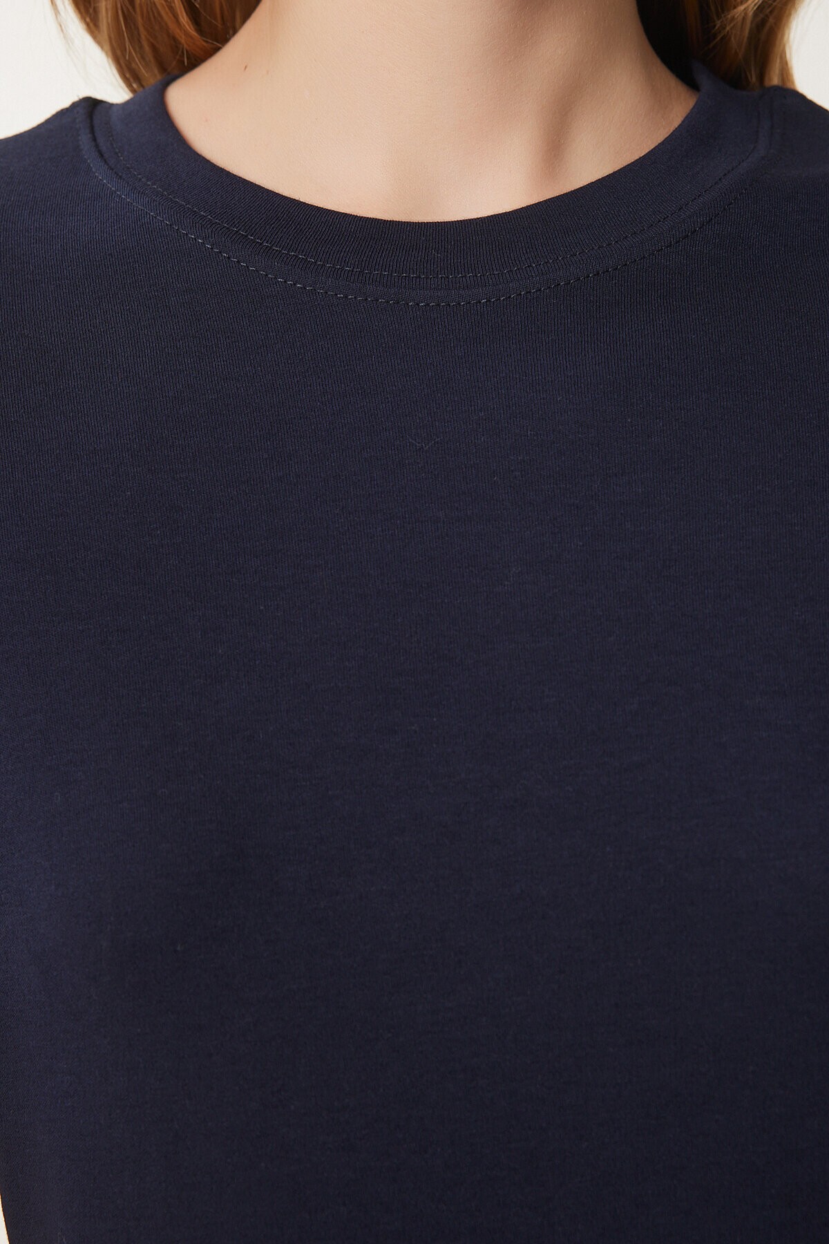 Pamuklu Basic Örme T-shirt LACİVERT LAG0001