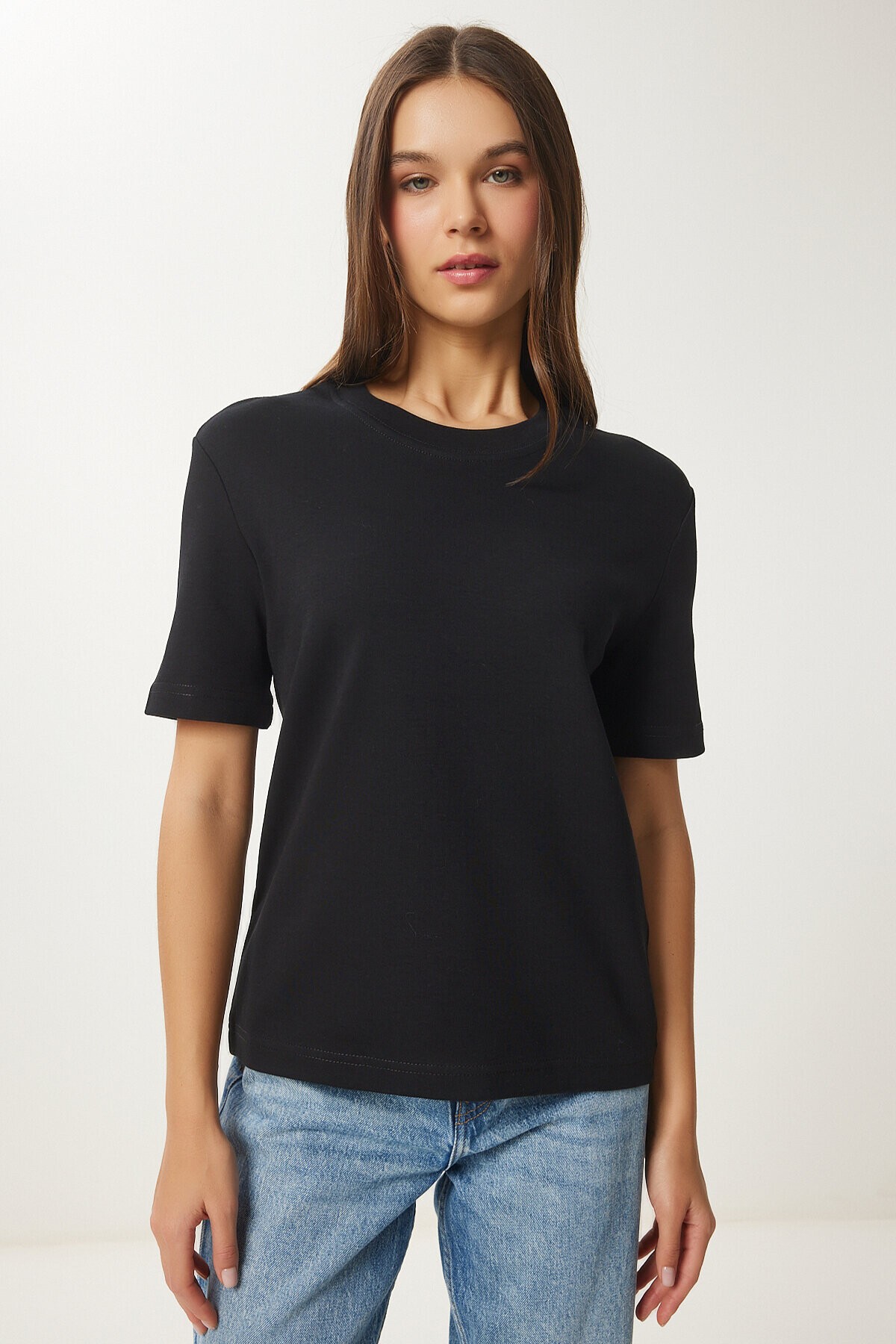 Pamuklu Basic Örme T-shirt SİYAH LAG0001