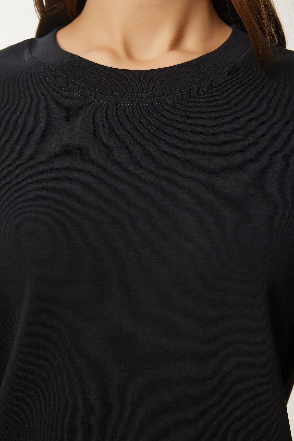 Pamuklu Basic Örme T-shirt SİYAH LAG0001
