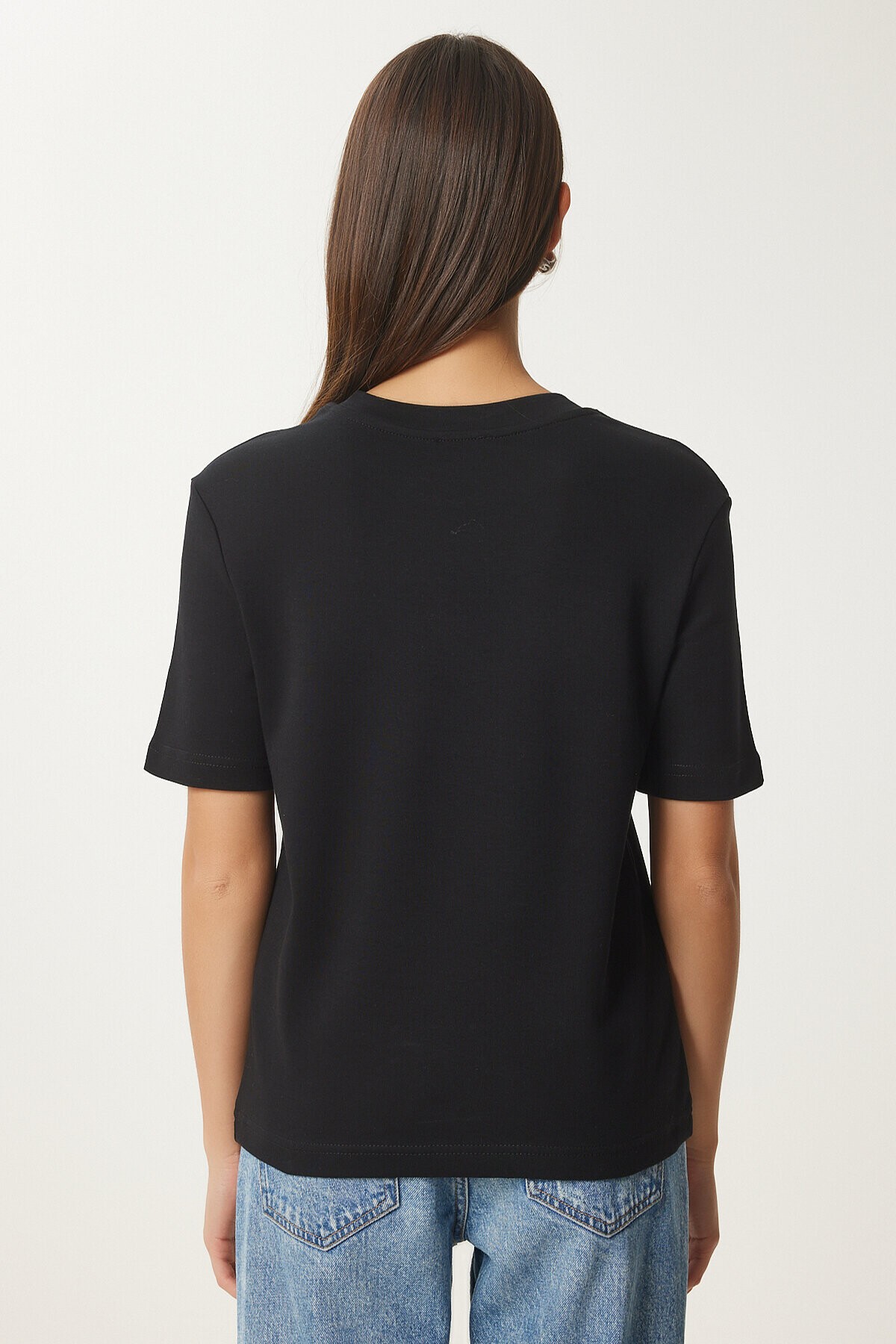 Pamuklu Basic Örme T-shirt SİYAH LAG0001
