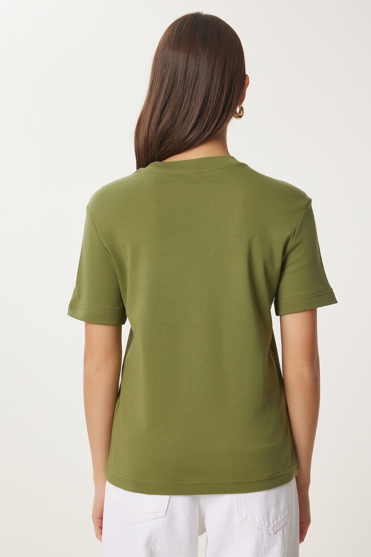 Pamuklu Basic Örme T-shirt YEŞİL LAG0001