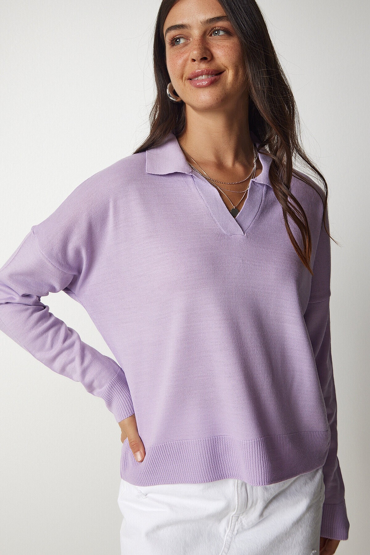 Polo Yaka Basic Kazak LİLA LBV0015