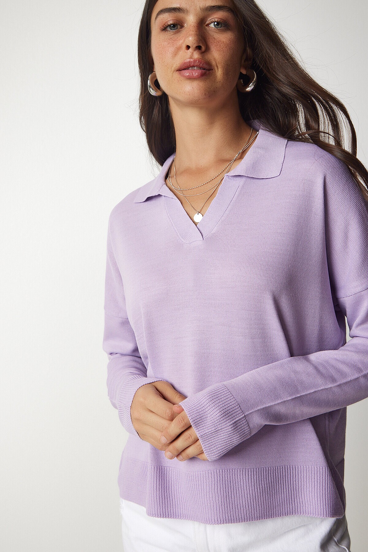 Polo Yaka Basic Kazak LİLA LBV0015