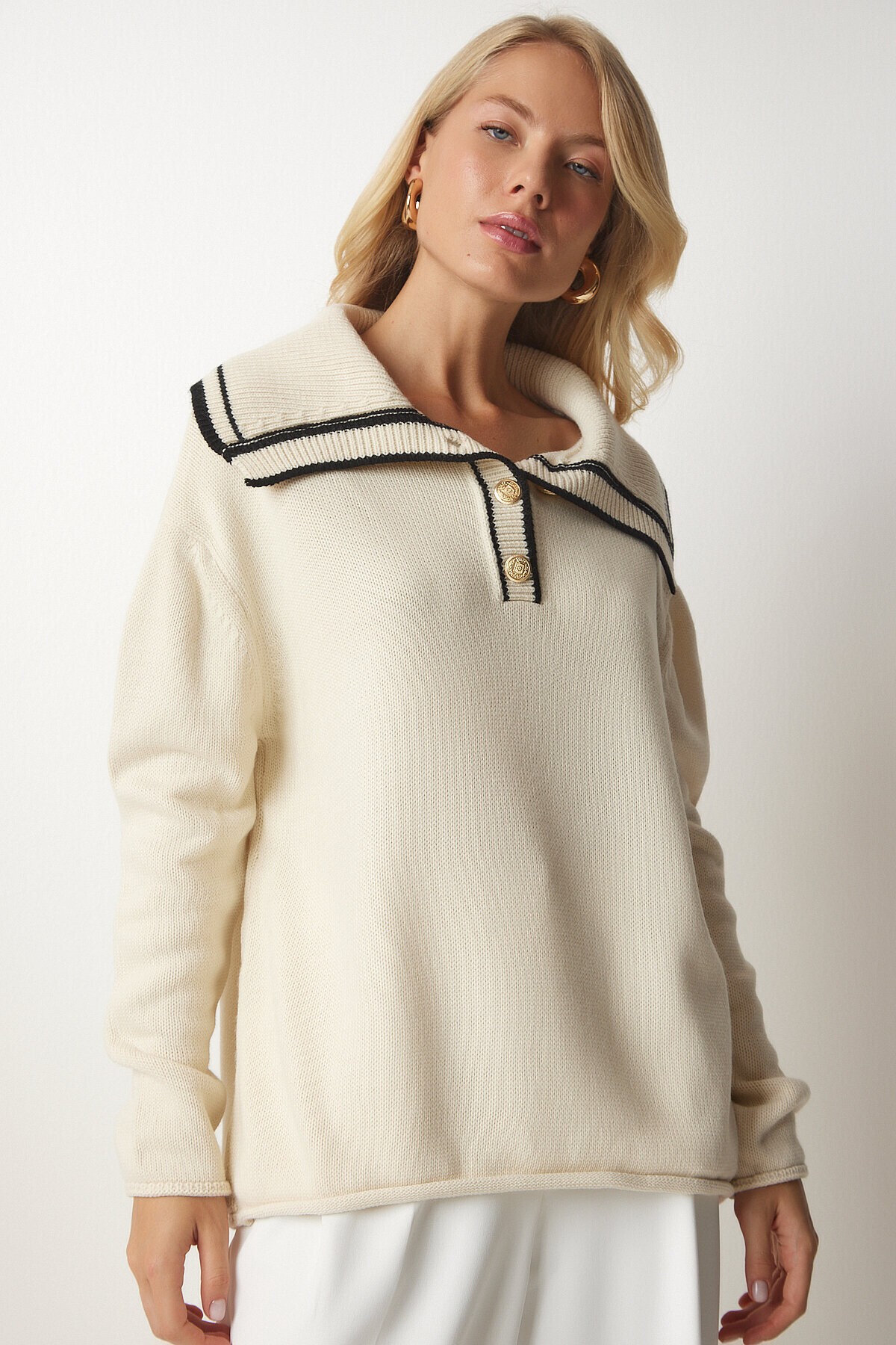 Polo Yaka Triko Kazak KREM LBV0031