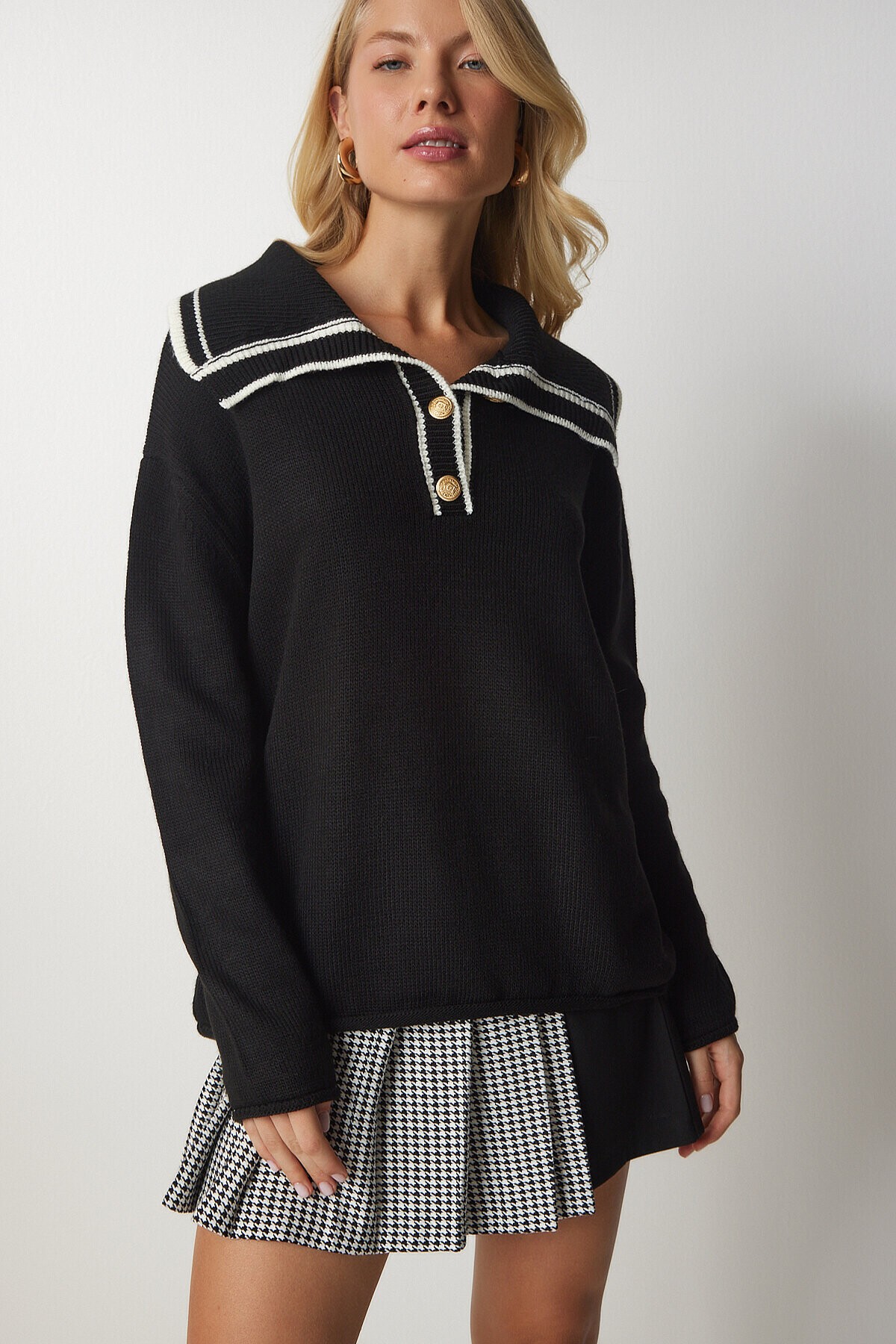 Polo Yaka Triko Kazak SİYAH LBV0031