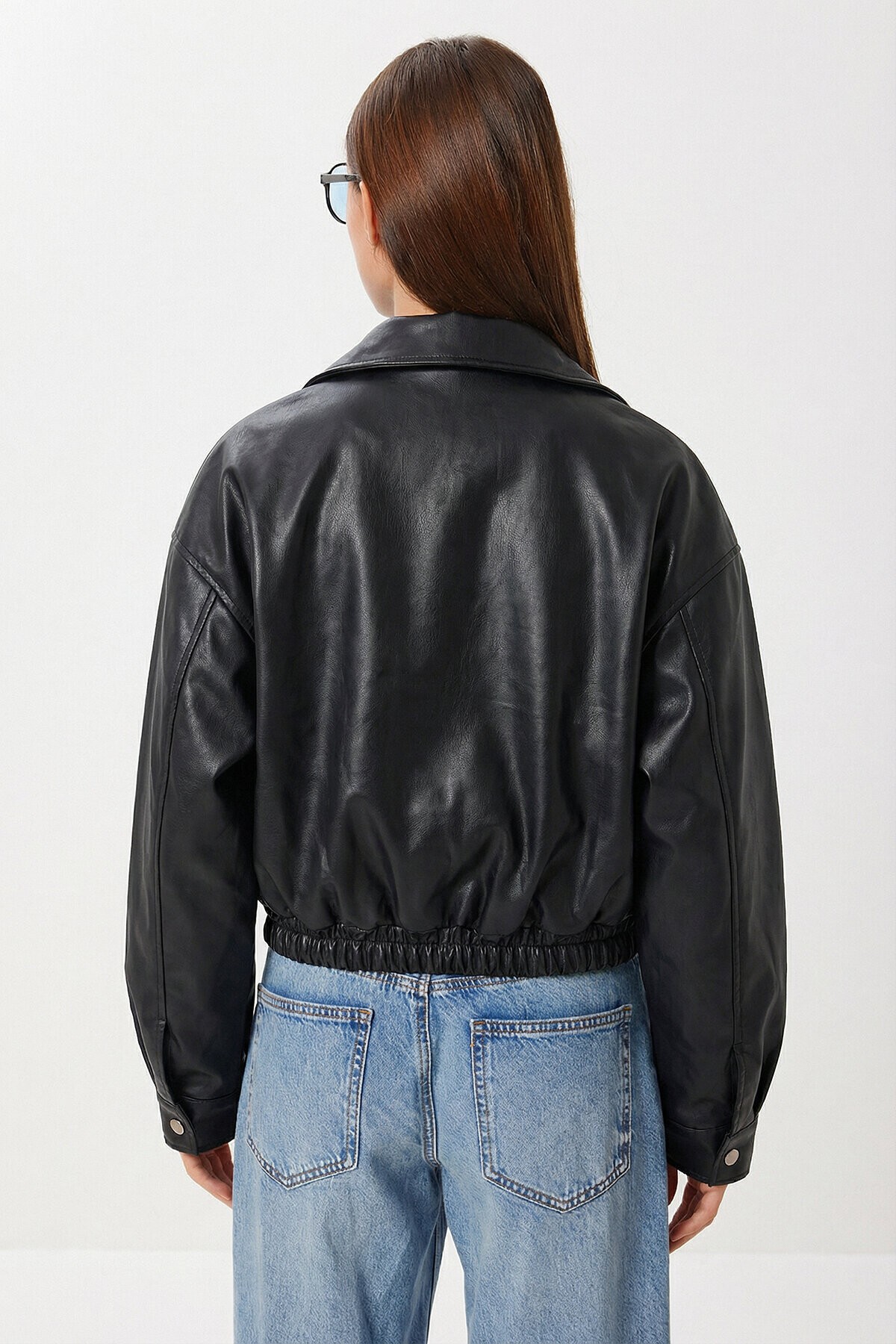 Suni Deri Bomber Ceket SİYAH LAX0002