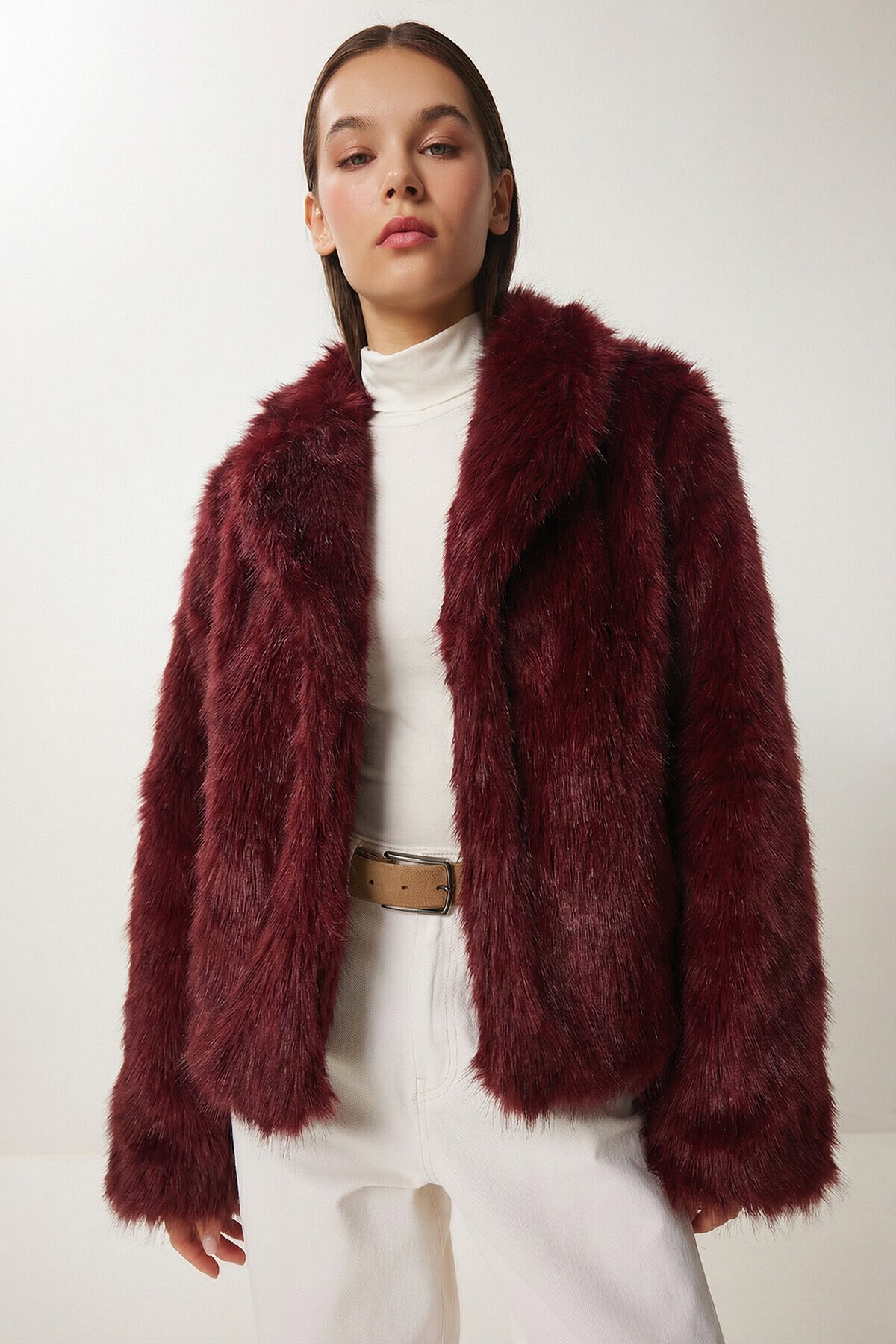 Suni Kürk Ceket BORDO LAX0001